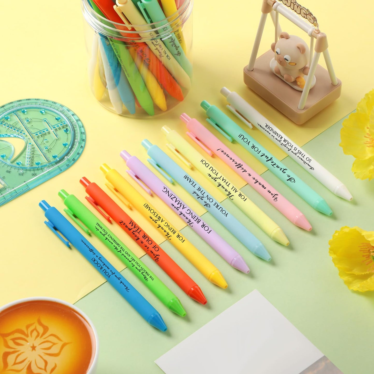 Crtiin 50 Pcs Inspirational Pens Bulk Fresh Color, Team Motivation