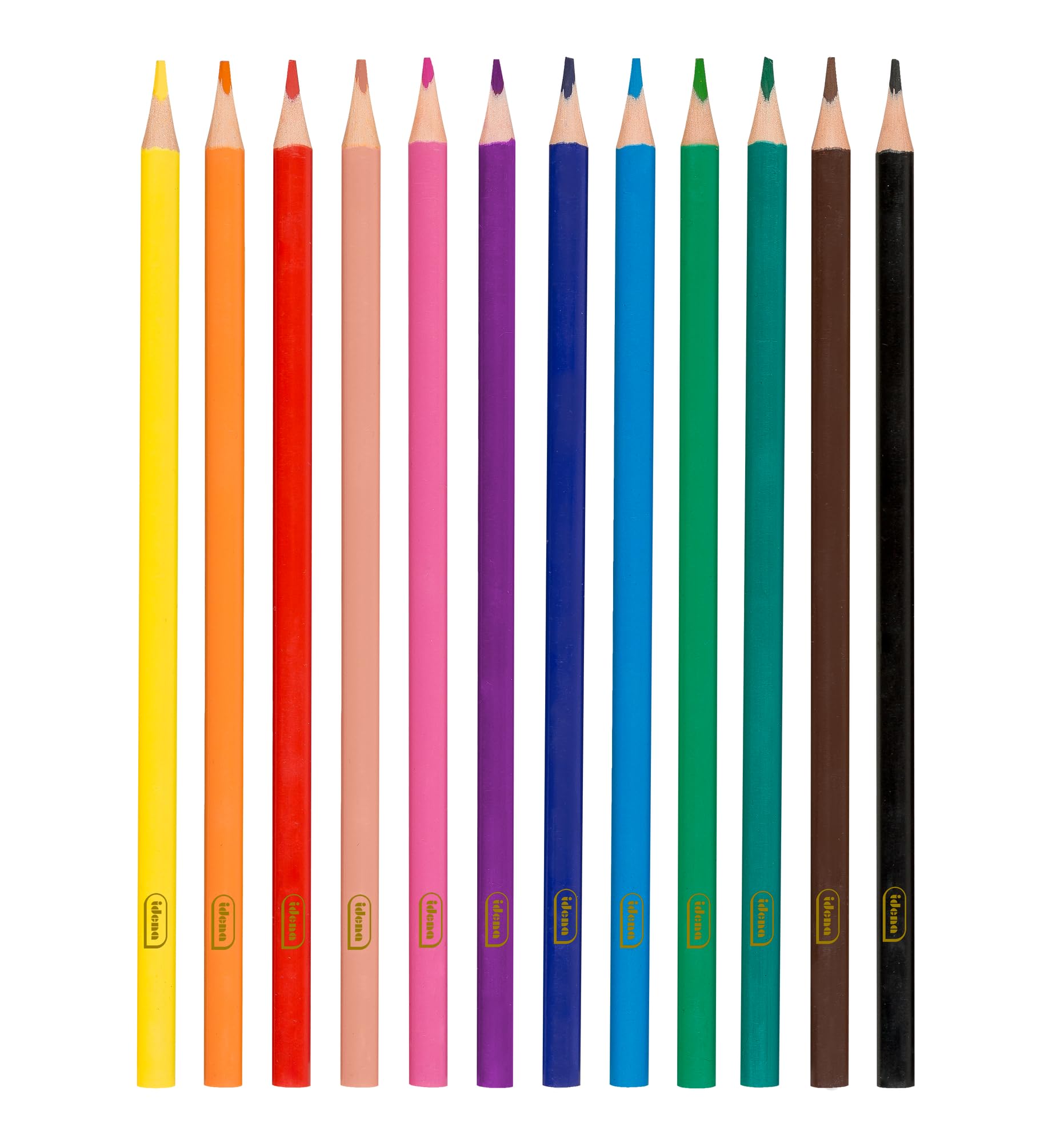 Idena 20133 Colouring Pencils in 12 Colours, Wood-Free Coloured Pencils in Ergonomic Triangle