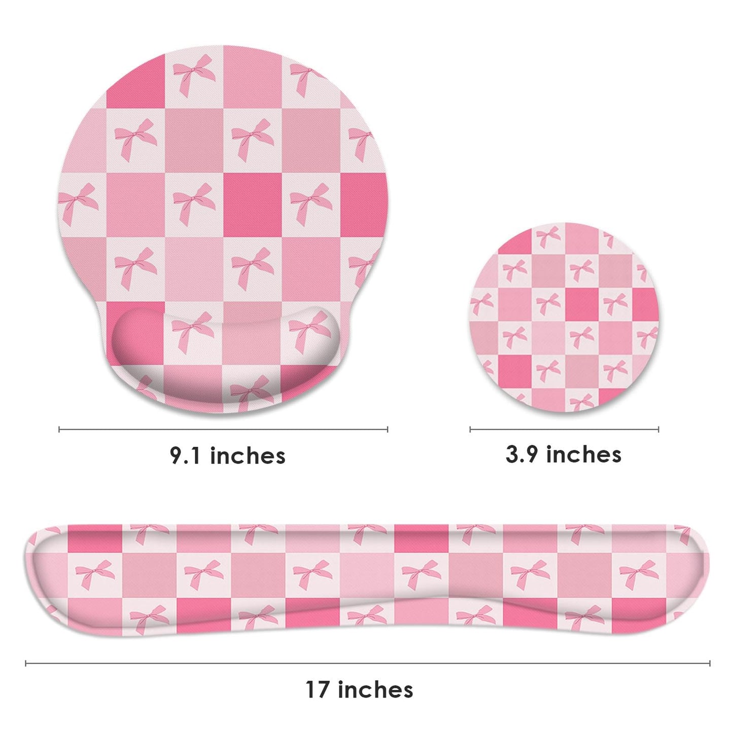 Britimes Ergonomic Mouse Pad Set with Wrist Rest, Pink Bow
