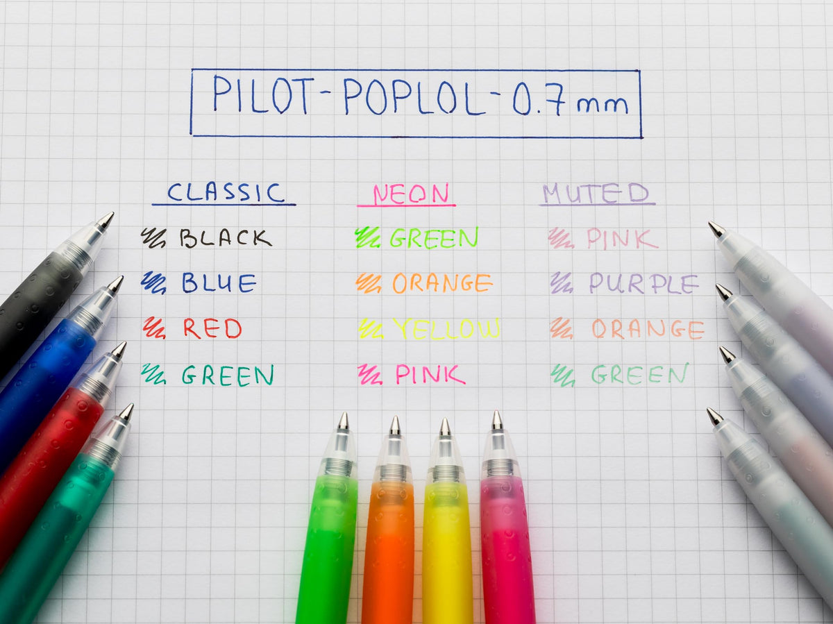 PILOT - Set of 6 Pop'Lol - Gel Ink Roller - Printable and Refillable - Smooth Writing - Black