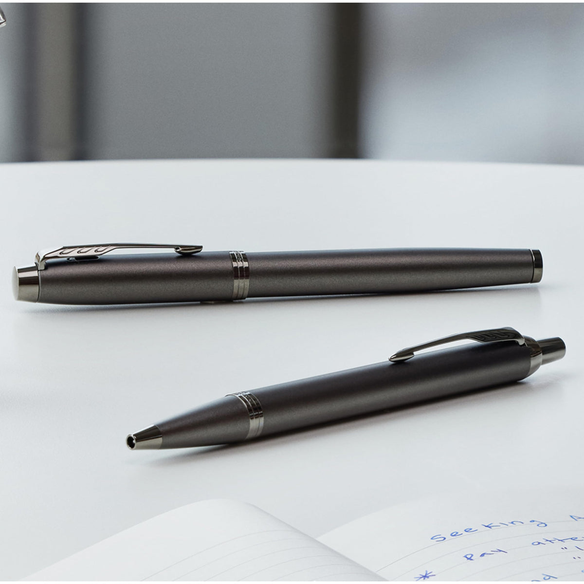 Parker IM Monochrome Ballpoint Pen | Gun Metal Finish and Trims | Medium Point with Blue Ink | Gift