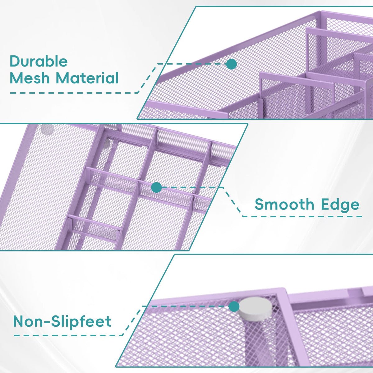 ReePlan Expandable Desk Drawer Organizer, 10 Adjustable Compartment, Purple