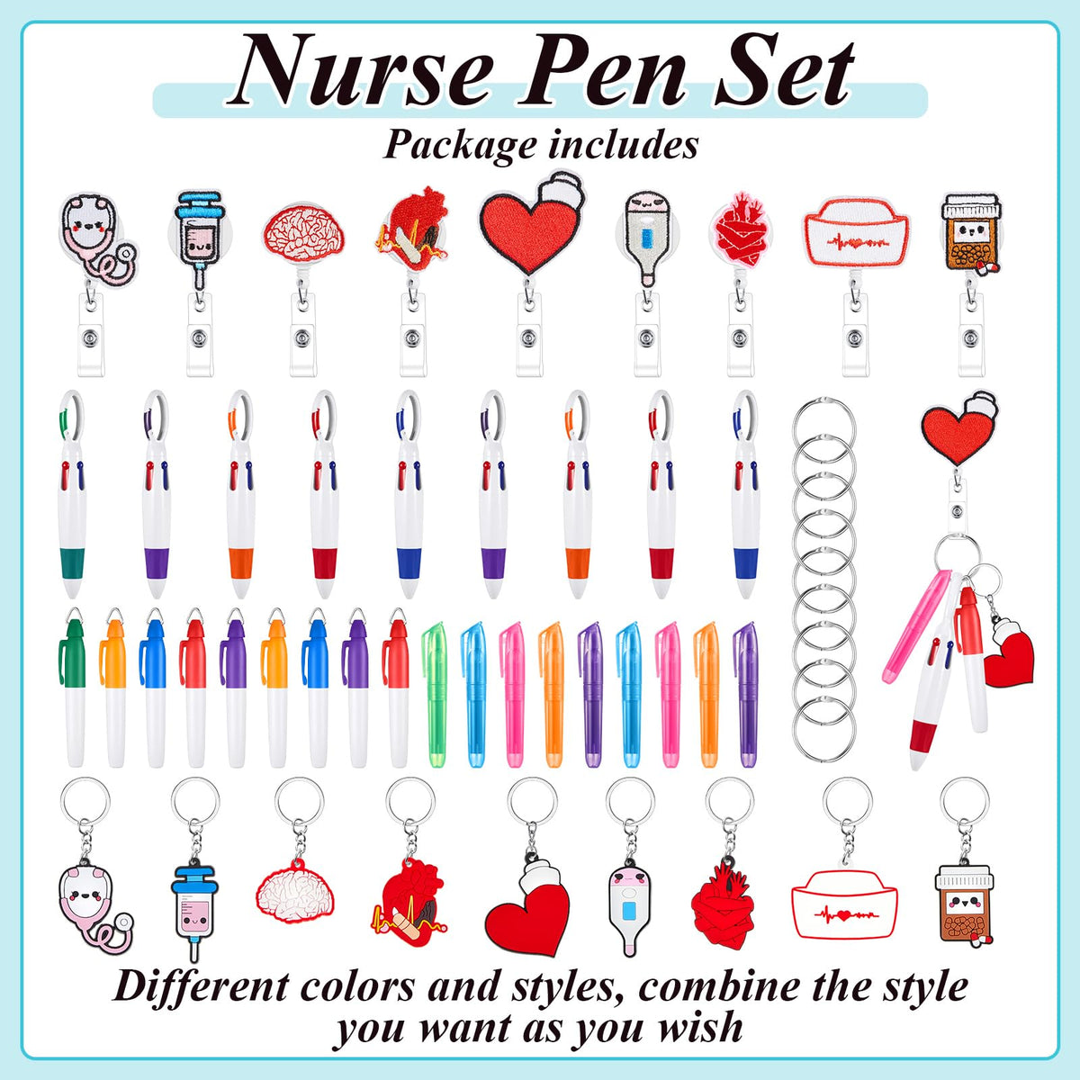 Henoyso Nurse Badge Reel Bulk,54 Pcs,Stylish
