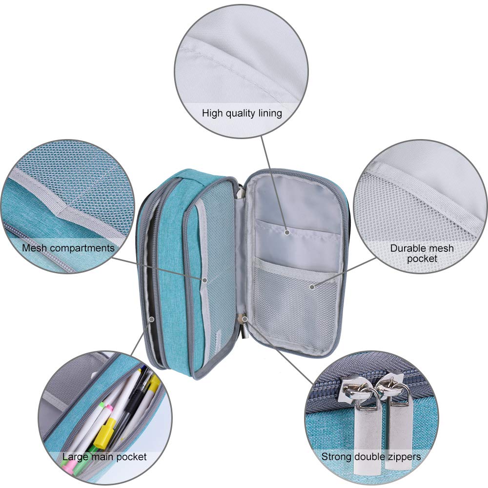 Chelory Big Capacity Pencil Case Large Pencil Bag Pouch 3 Comparments Pen Pencil Marker Cases