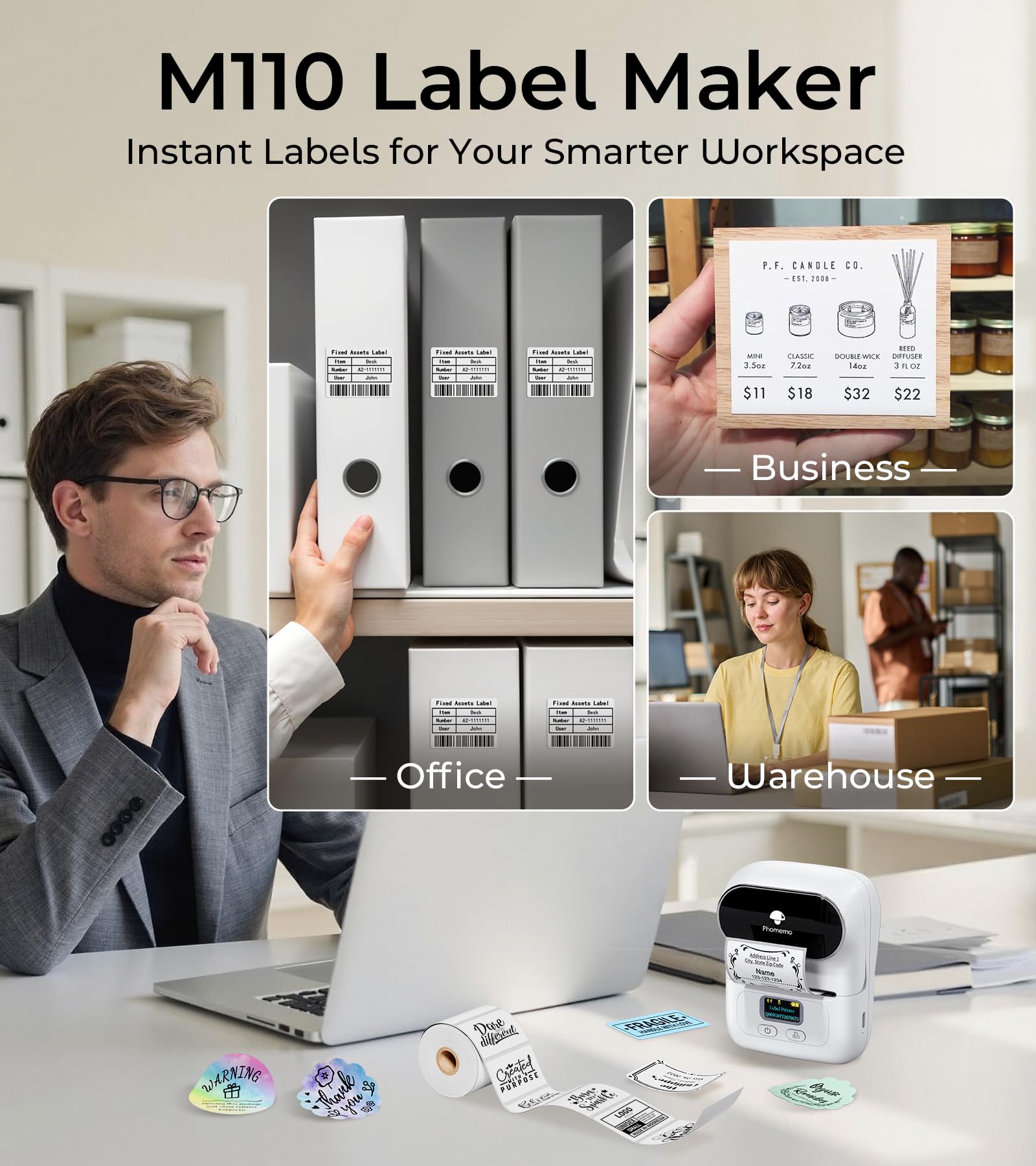 M110 Label Makers - Portable Bluetooth Thermal Label Maker Machine