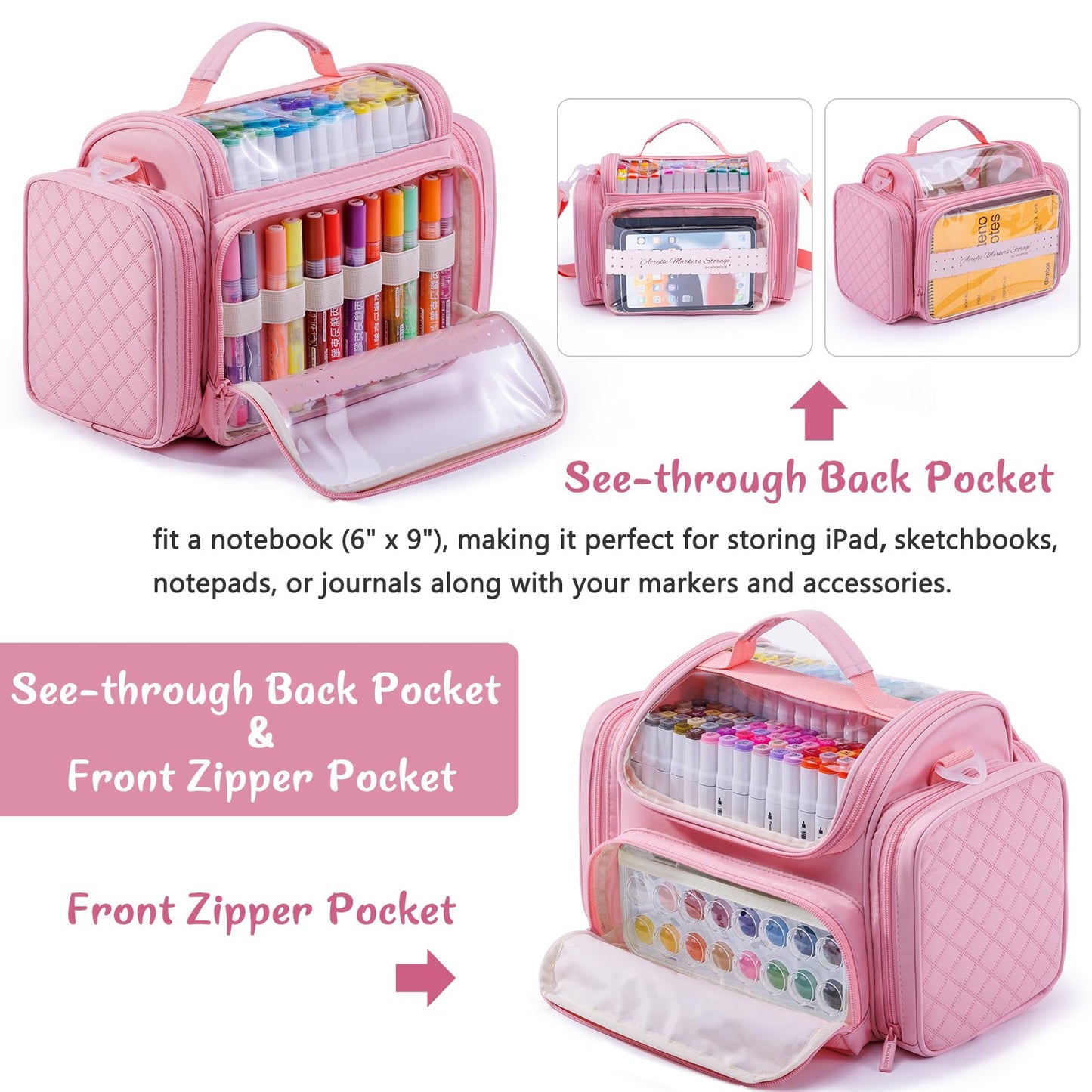 Large Marker Organizer Case for Up to 300 Markers, Marker Storage Bag