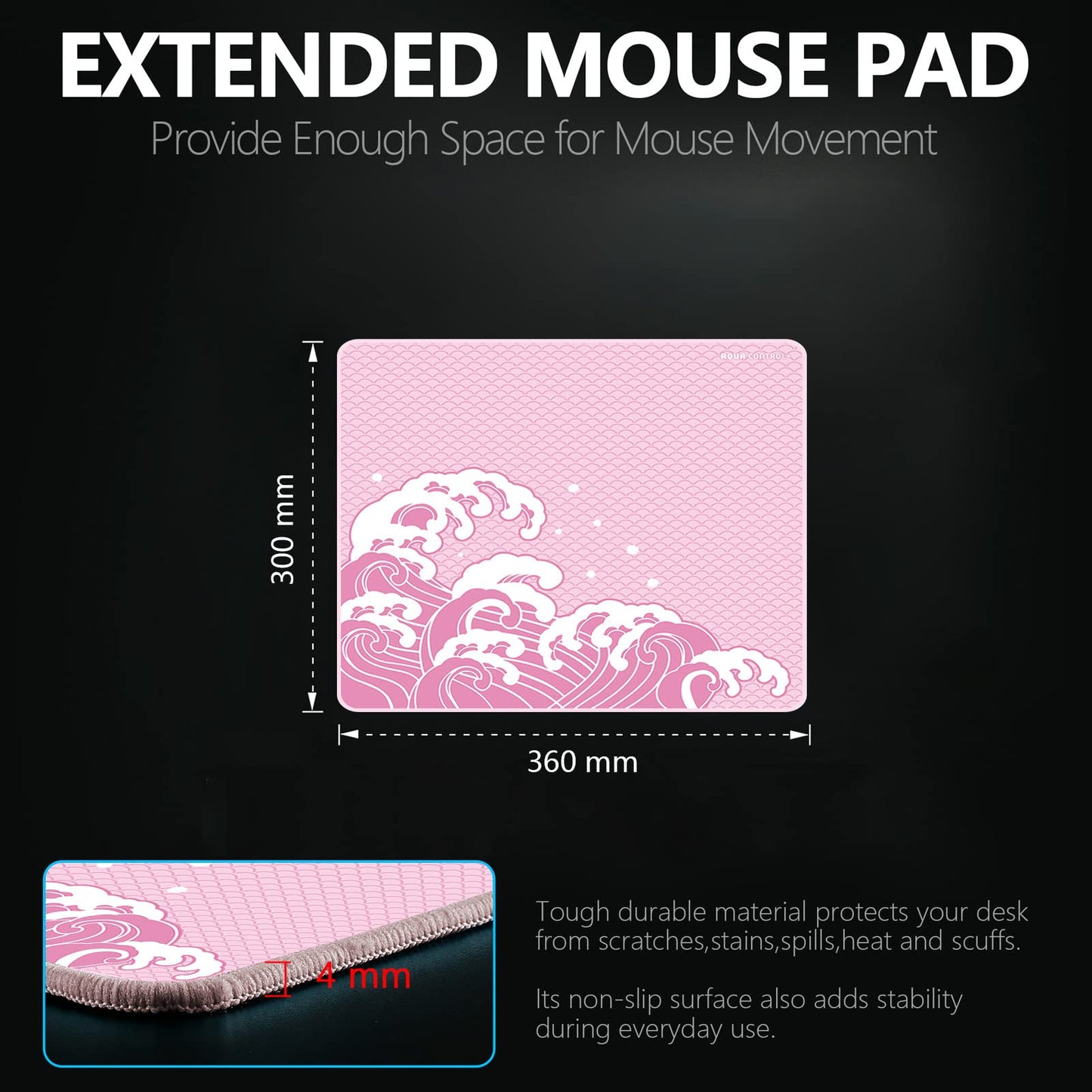 X-Raypad Aqua Control Plus Wave Gaming Mouse Pad, Ultra-High Precision Mouse Pad with Perfect Speed