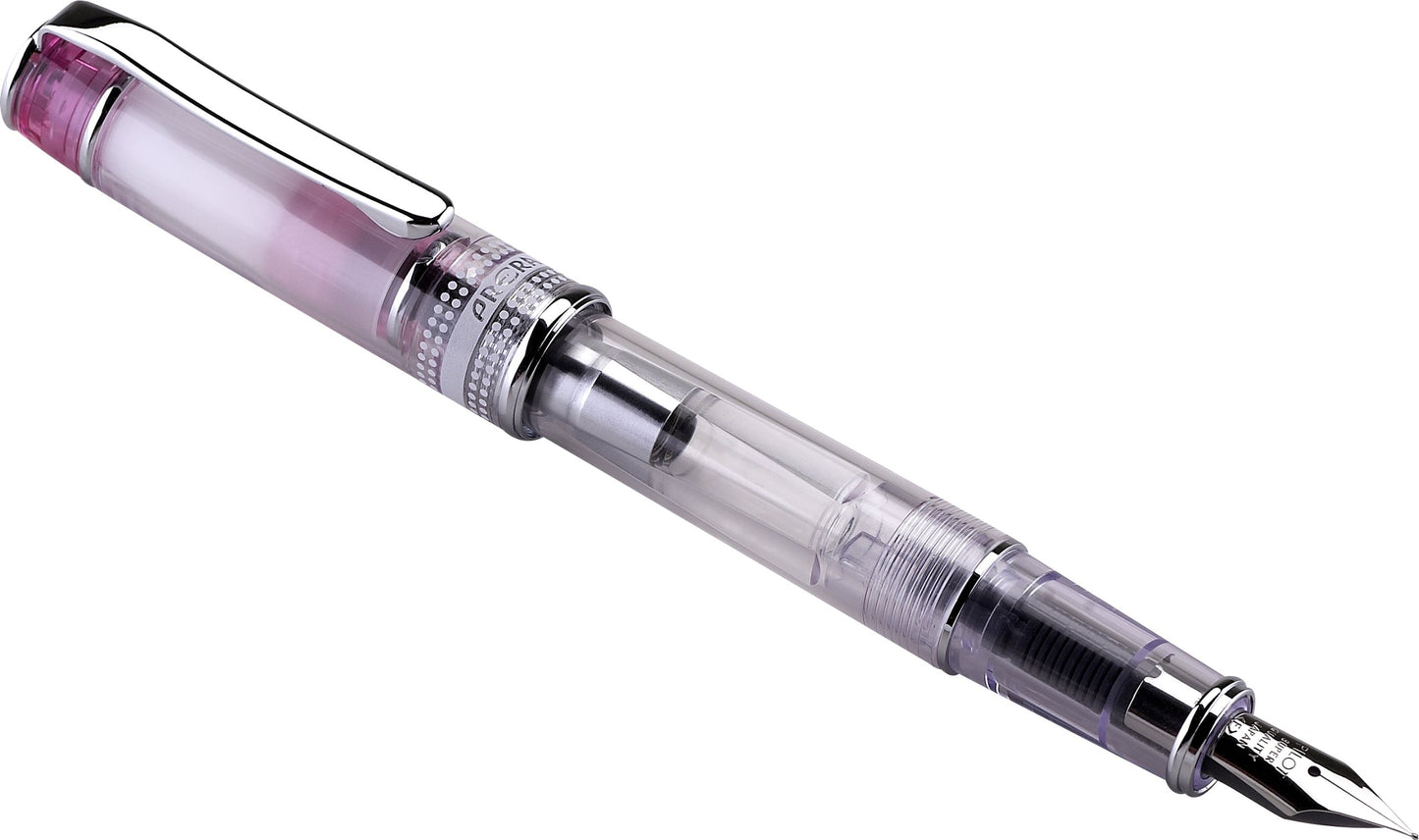 PILOT Prera Fountain Pen, Clear Barrel with Pink/Silver Accents, Fine Nib (60827)