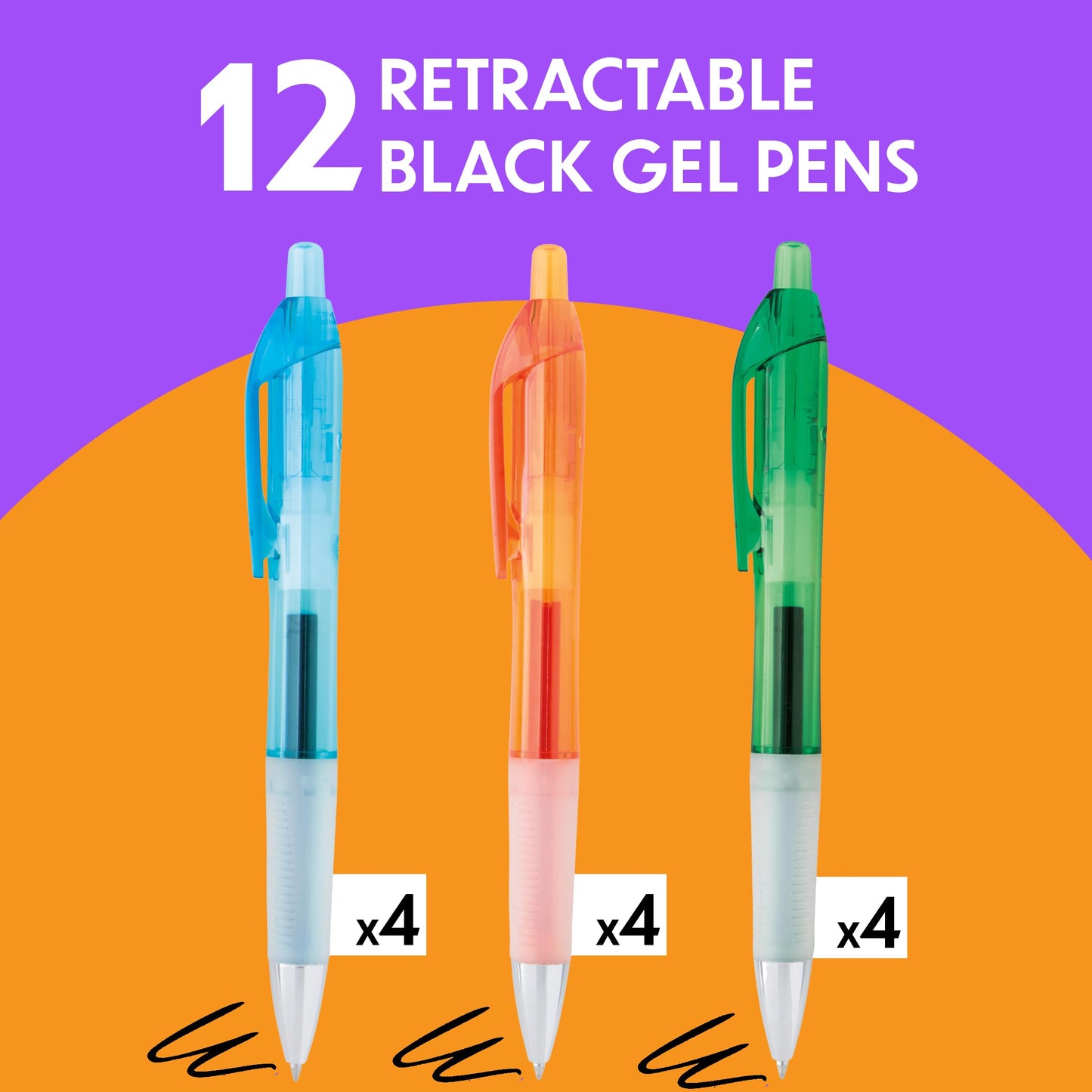 BIC Intensity Clic Black Gel Pens, Medium Point, 0.7mm, 12-Count Pack