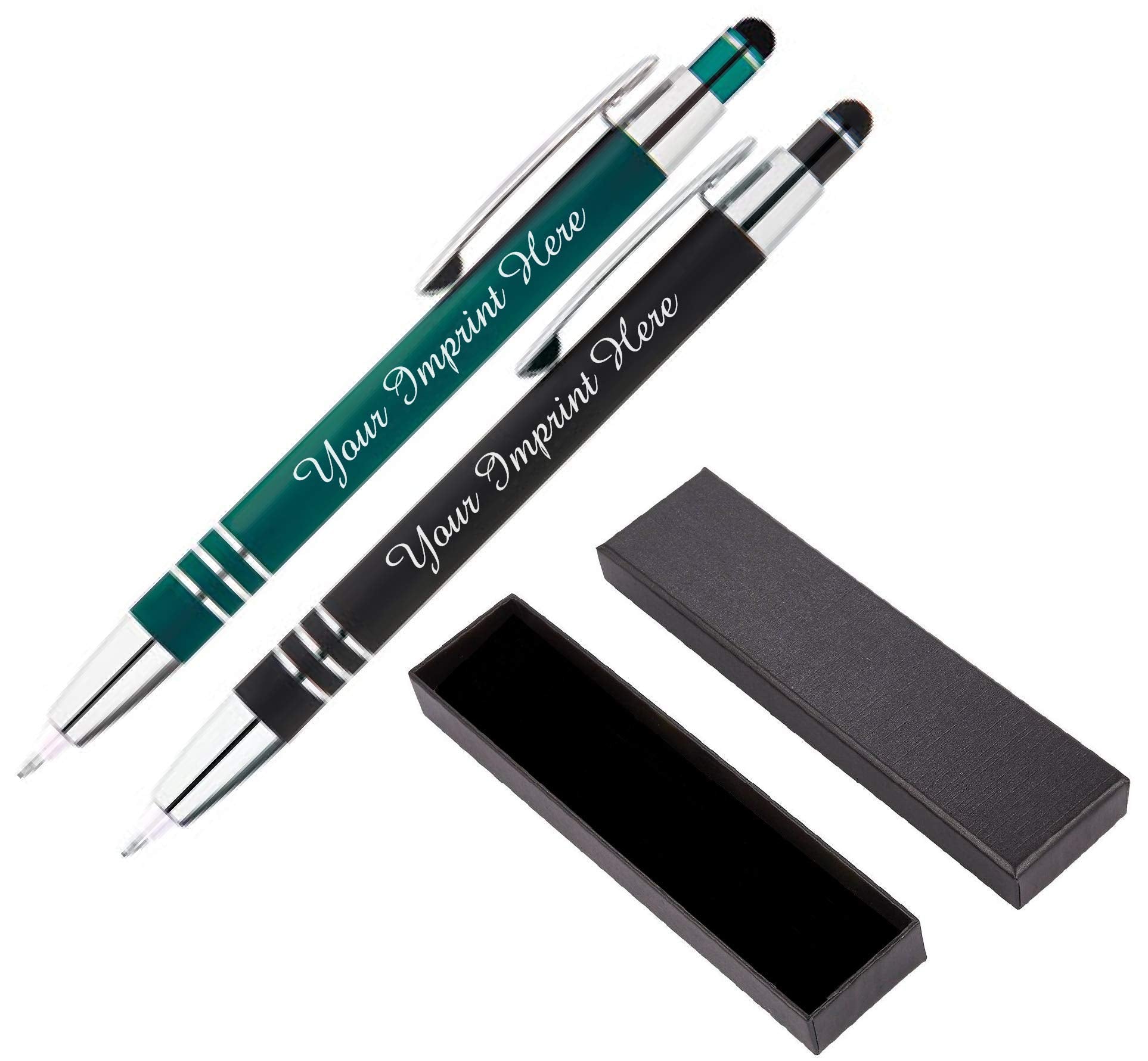 ExpressDesigns™ - Personalized Pens Gift Set - 2 Pack of | LED Flashlight Soft Touch Metal Pens