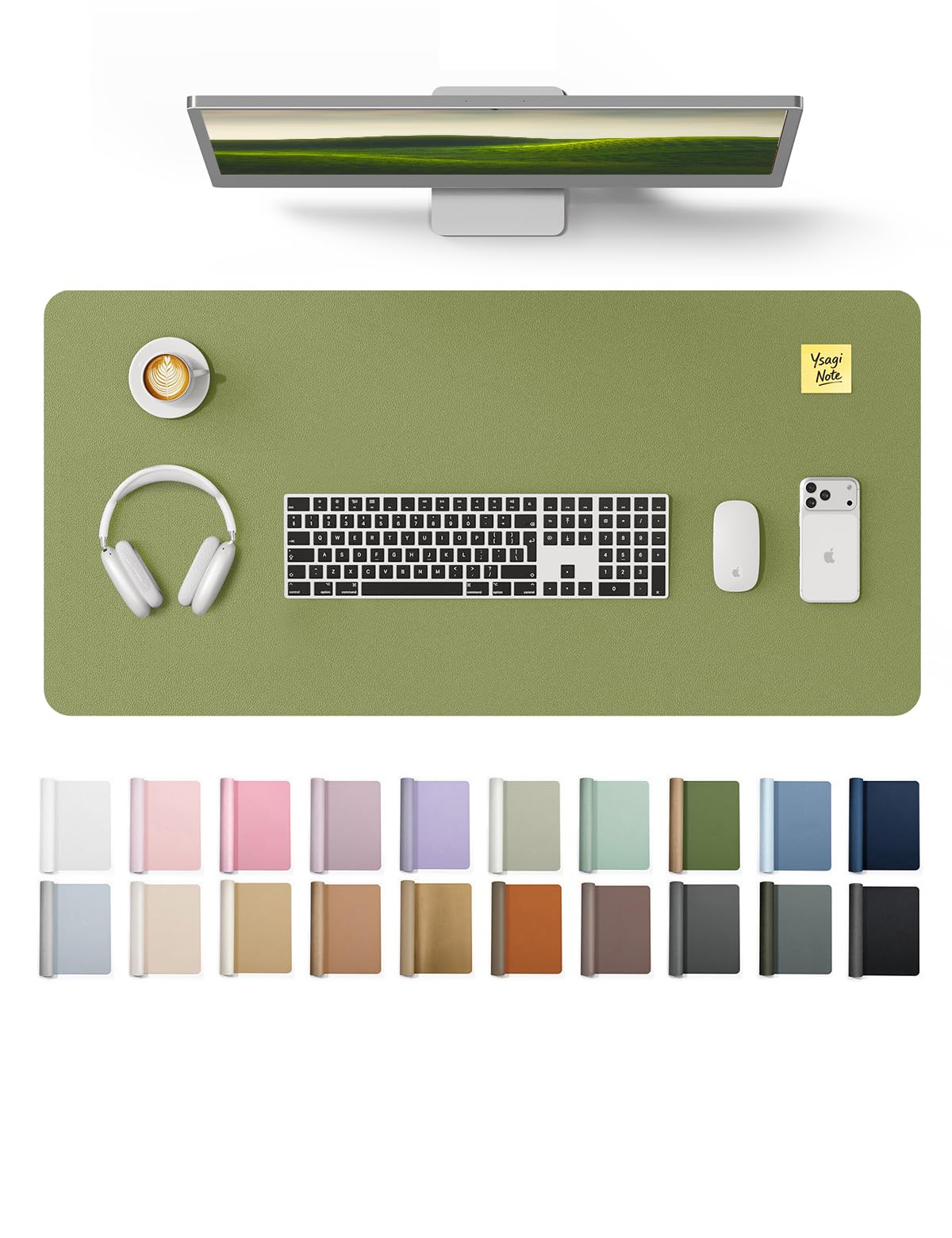 YSAGi Leather Desk Protector, Office Mat, Large Mouse Mat, Non-Slip PU Leather Blotter, Laptop Pad