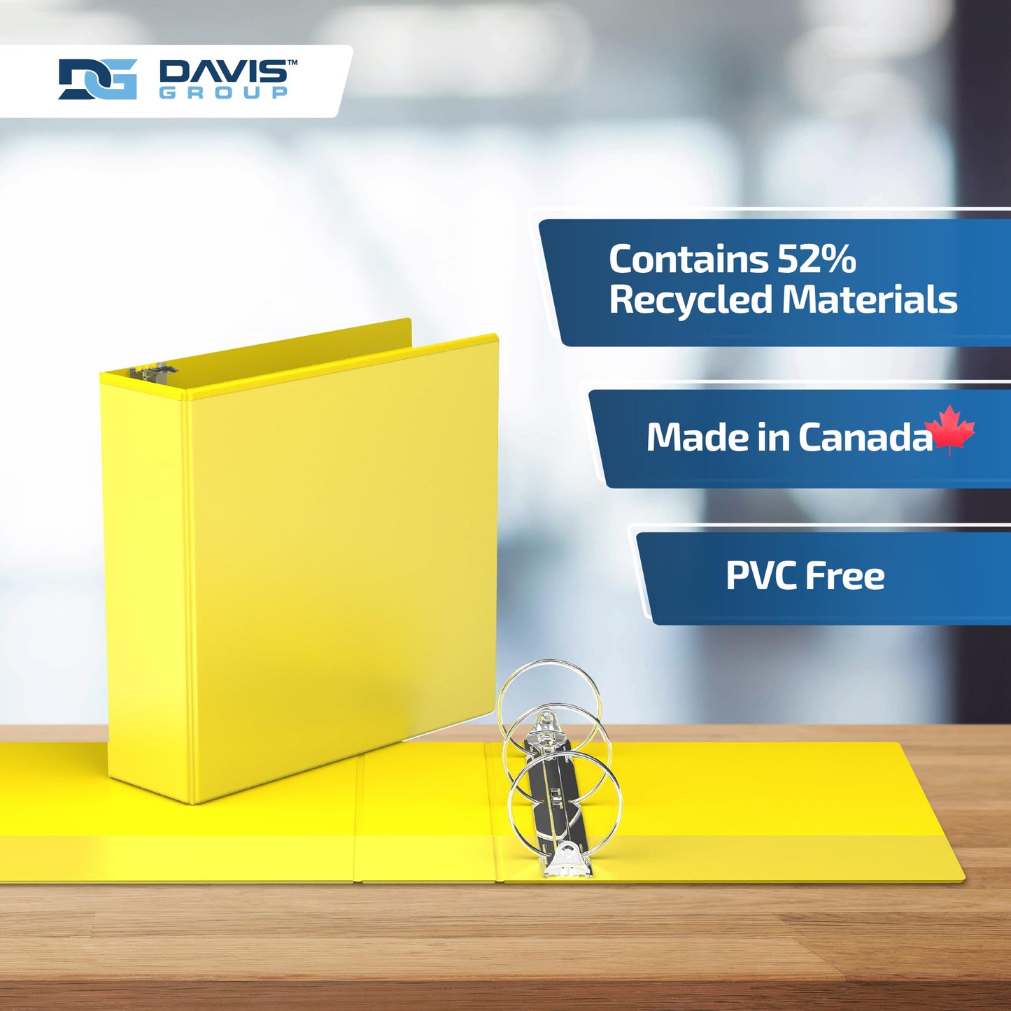 Easyview 3-Ring Binder, Clear-View Cover, 3" Round Rings, Yellow, 6 Pack