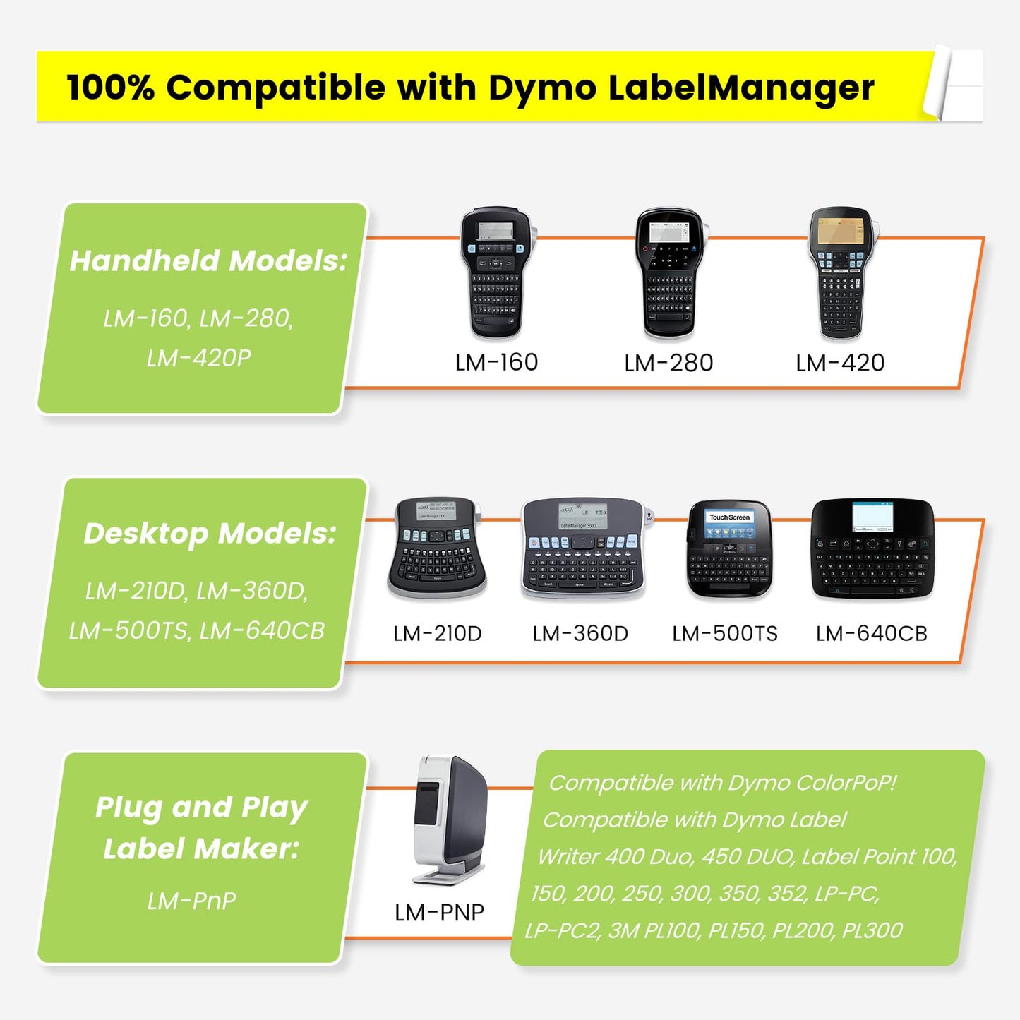 6-PK Replace for DYMO LabelManager 160 Refill 210D 280 360D 420P 500TS PnP