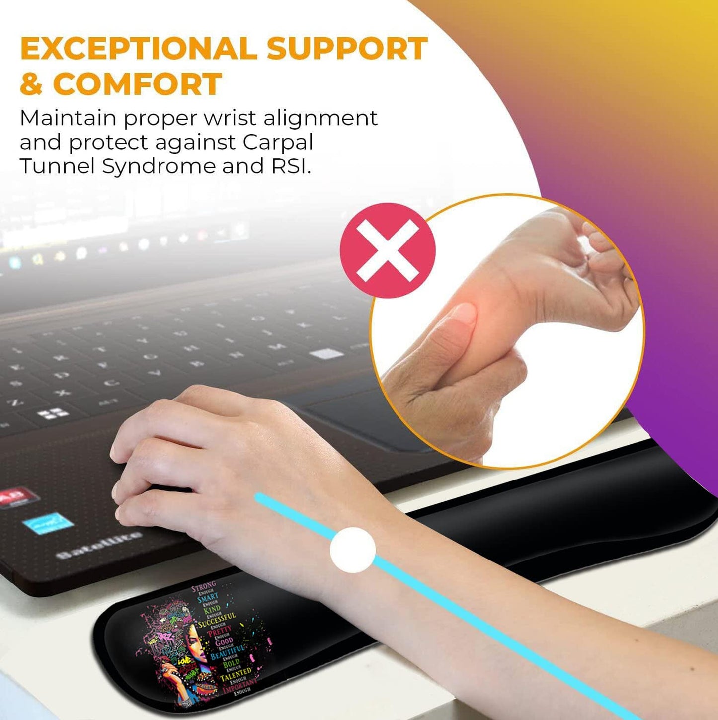 Ergonomic Mouse Pad with Wrist Support Gel, Comfortable Wireless Mouse pad, Pain Relief Mousepad