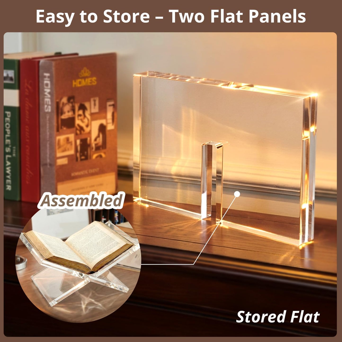 Acrylic Book Stand 12×8×6, Clear 8 mm Thick Book Holder & Display Stand for Cookbooks, Bibles, Art