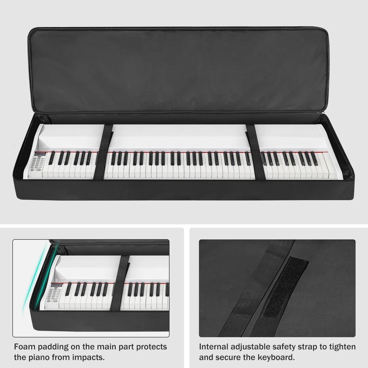XIDIHF 88 Key Keyboard Case 53.9''x7.1''x14.6'', Portable Padded Piano Bag Keyboard Gig Bag with