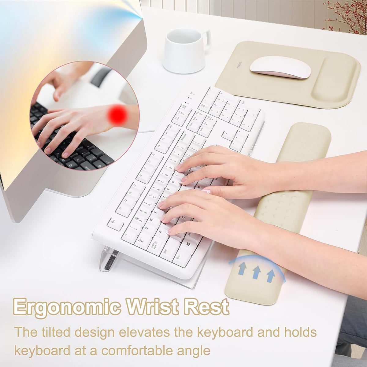 MOSISO Keyboard Stand&Wrist Rest Support for Keyboard &Mouse Pad Set