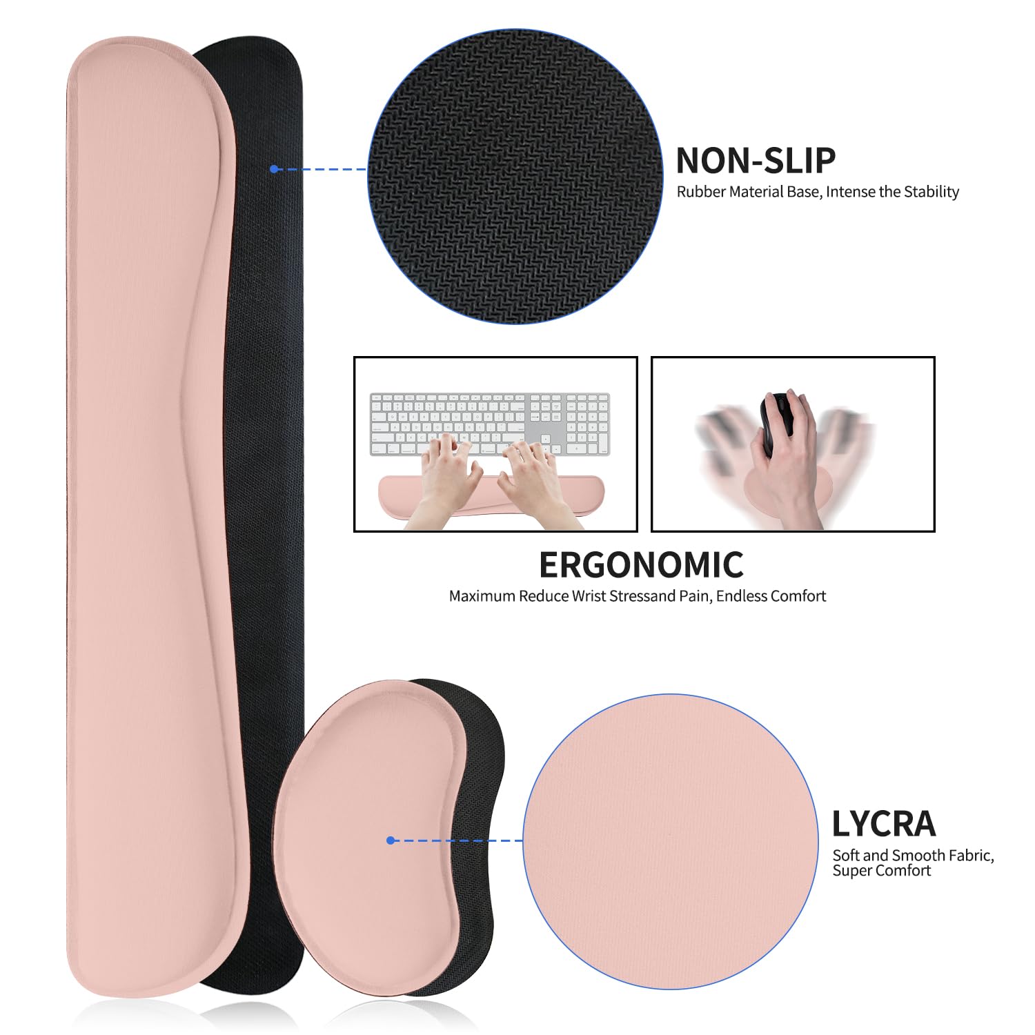 Meetcolor Desk Mat Set,3-in-1 Mouse Pad with Wrist Rest and Keyboard Pad
