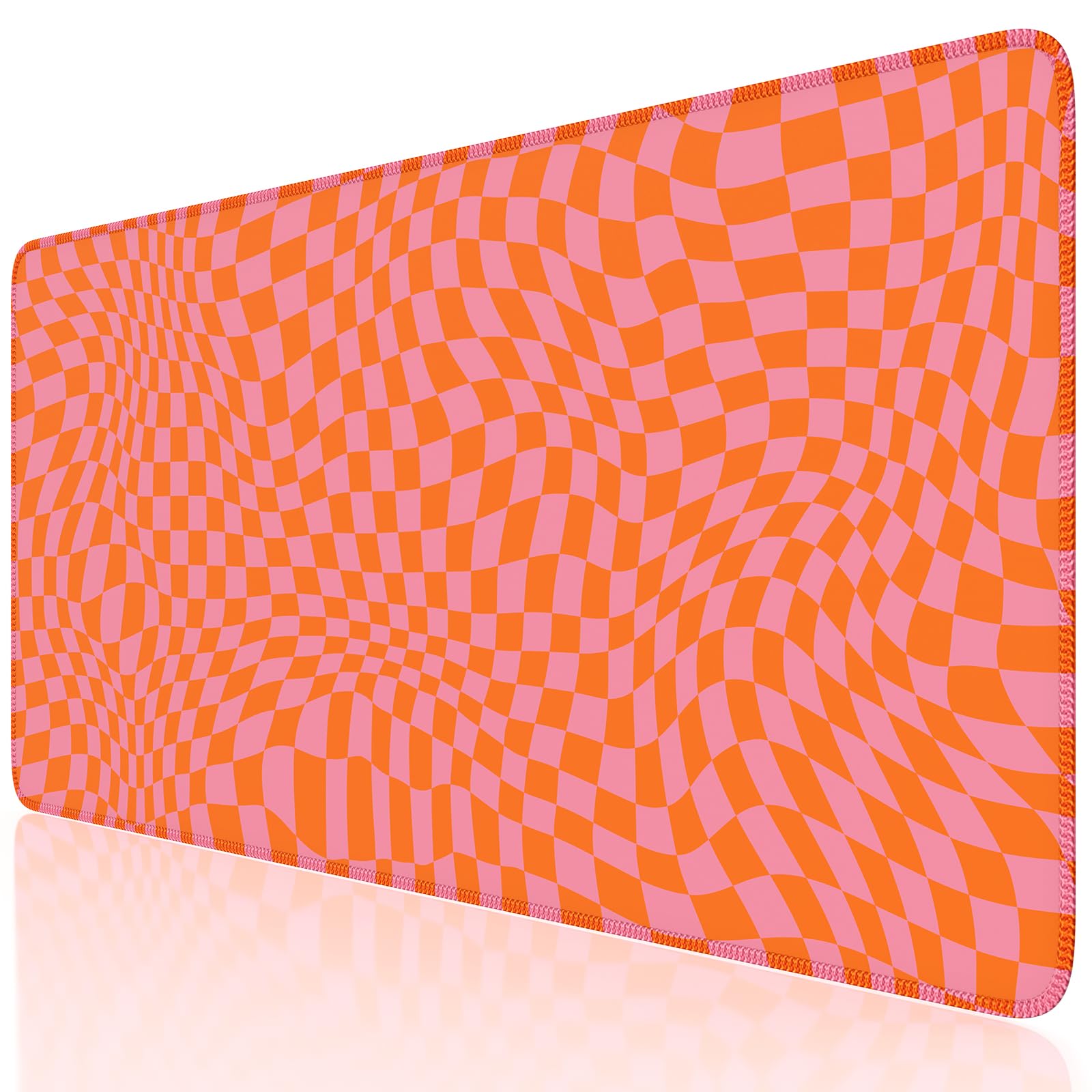 iCasso XXL Large Mouse Pad for Desk, Orange Checkered