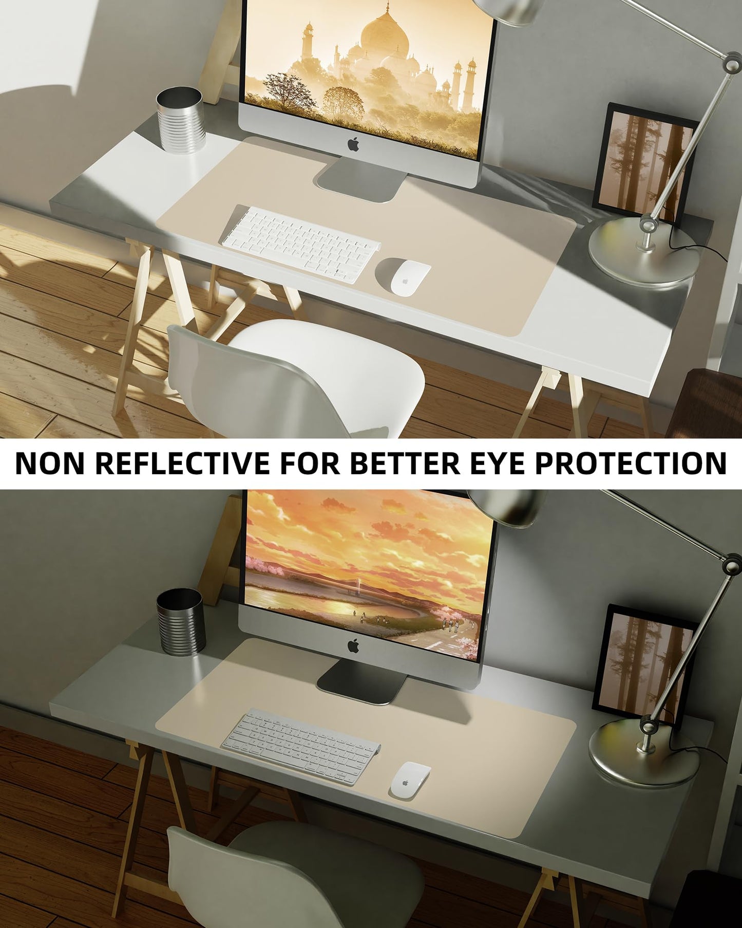 AFIING Leather Desk Pad Protector, Mouse Pad, Office Desk Mat, Non-Slip PU Leather Desk Blotter