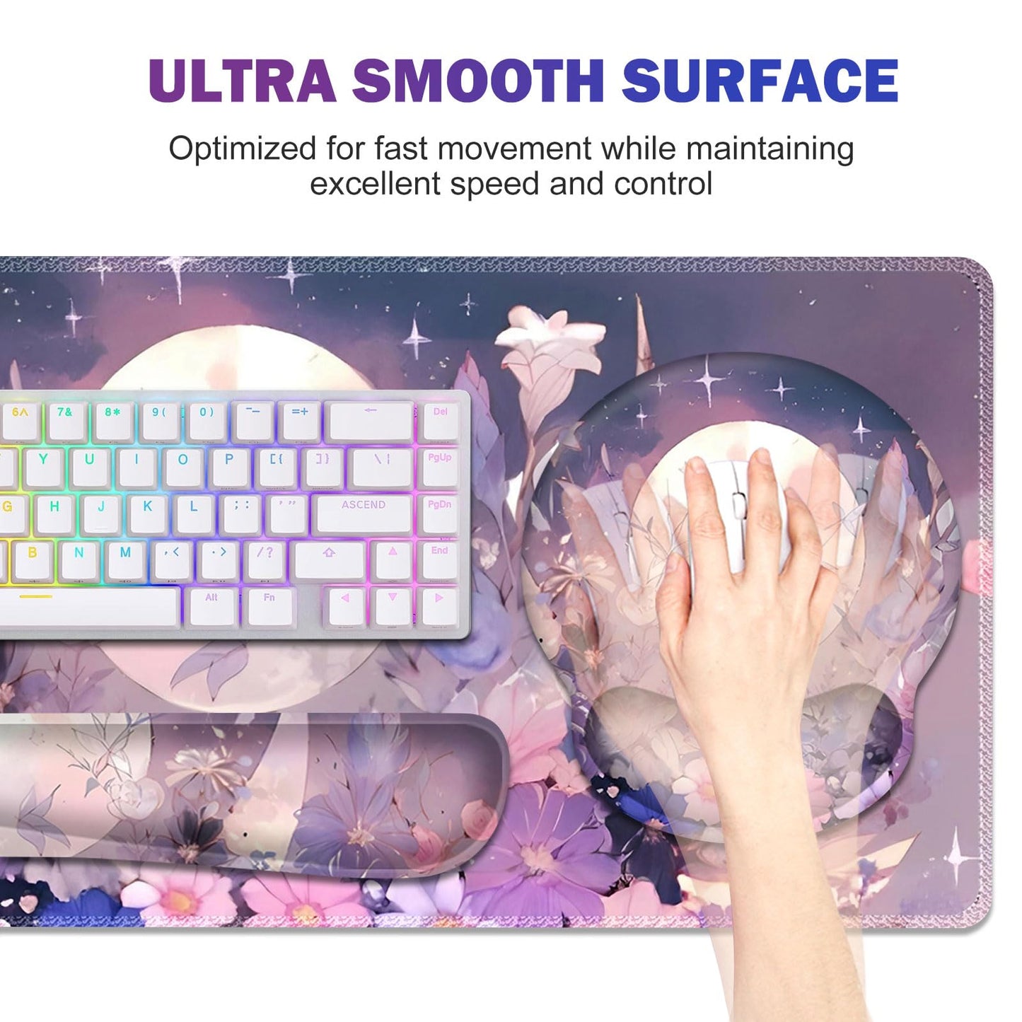 Large Desk Mat, Gaming Mouse Pad Desk Pad, Mousepad + Keyboard Wrist Rest