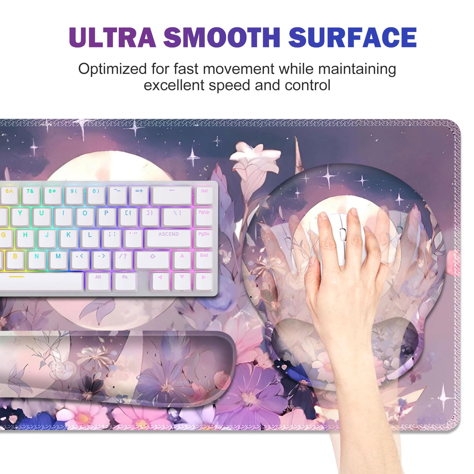 Large Desk Mat, Gaming Mouse Pad Desk Pad, Mousepad + Keyboard Wrist Rest