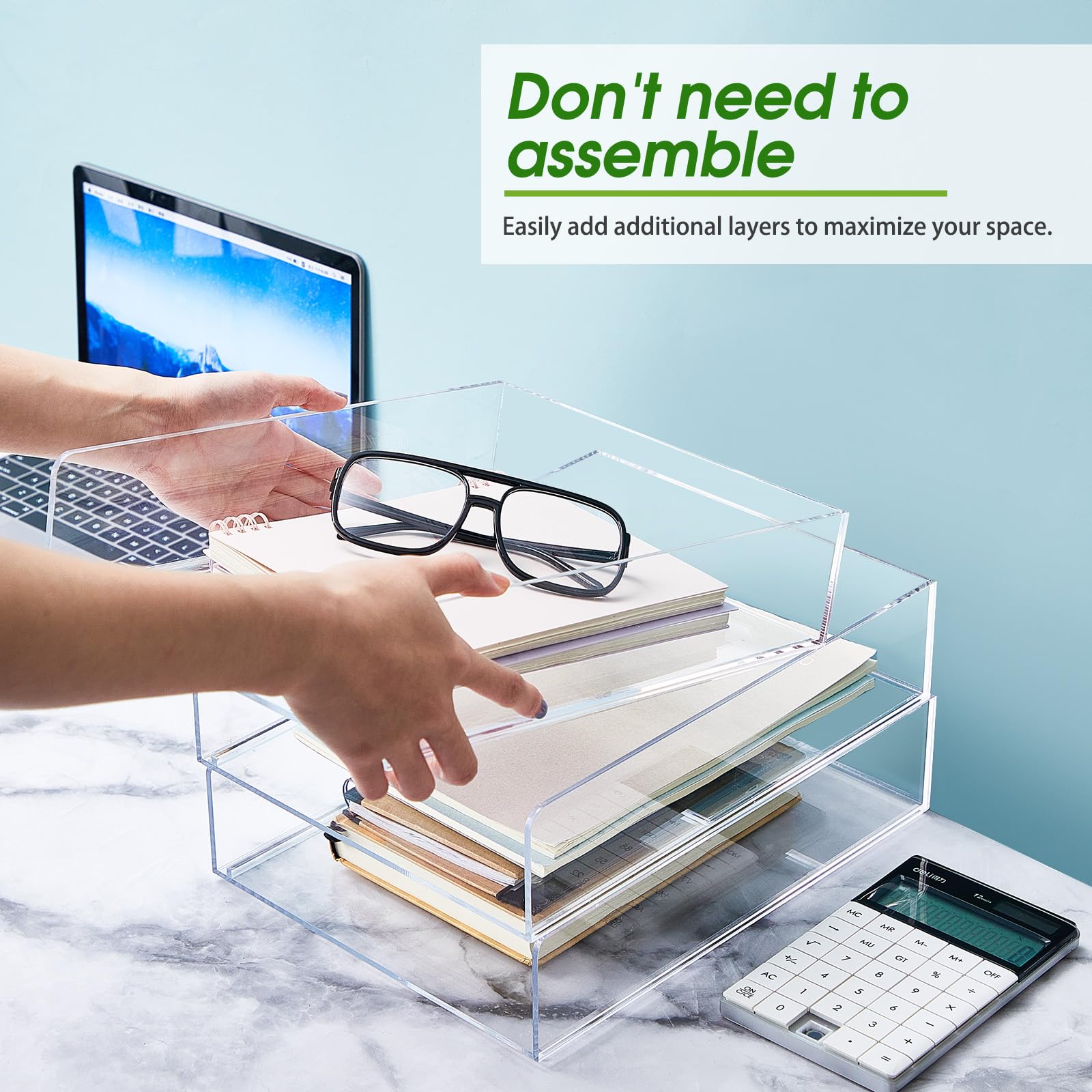 Harloon 4 Tier Paper Organizer Letter Tray Acrylic Desk File Organizer