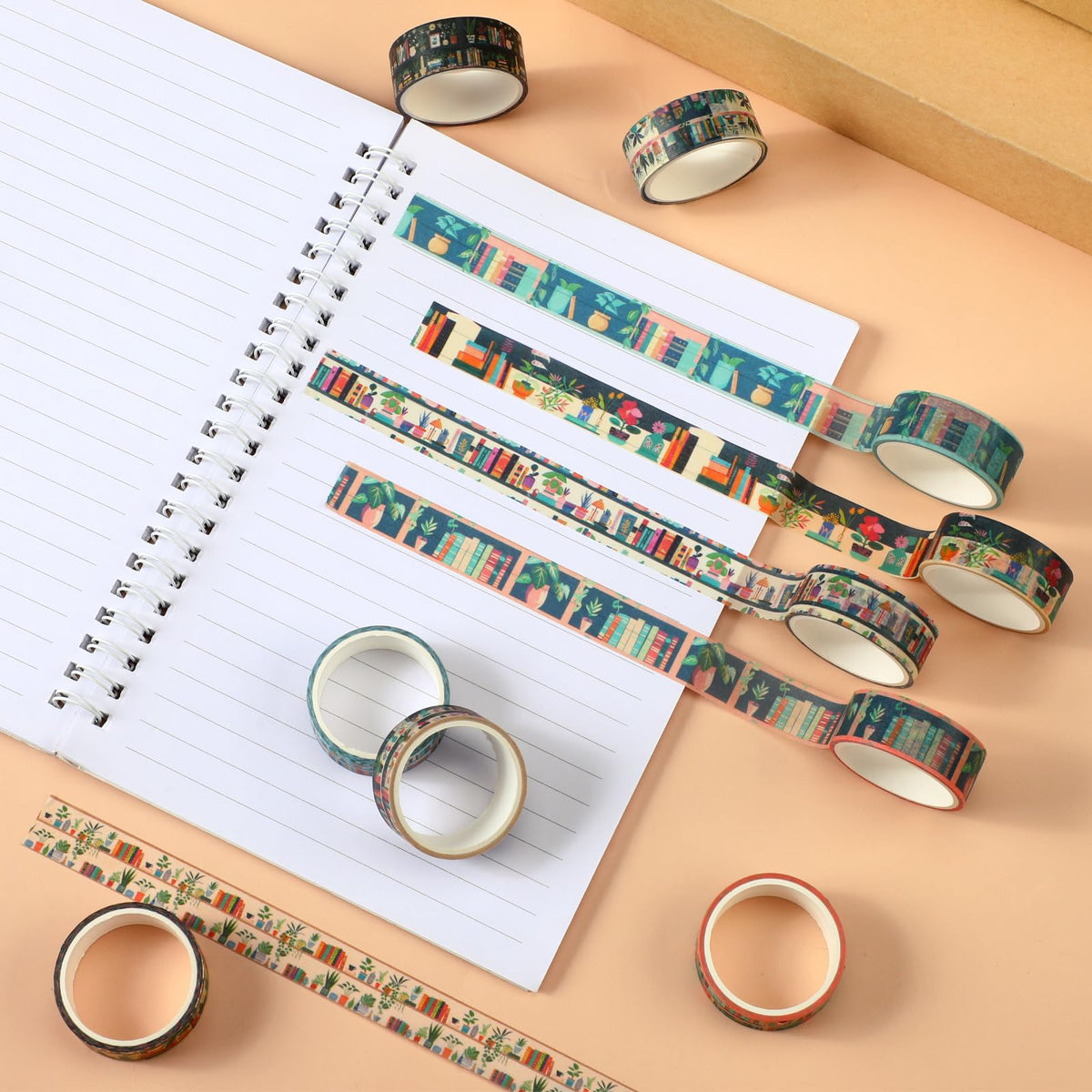 Janlaugh 24 Rolls Book Washi Tape Back to School Crafting Gifts, Plants