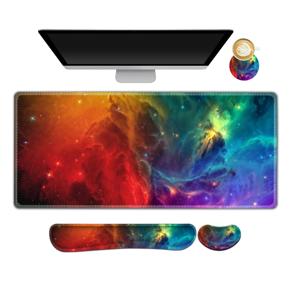 ARTSO Extended Gaming Mouse Pad Set, Keyboard Wrist Rest Support Pad + Wrist Cushion + XXL Large