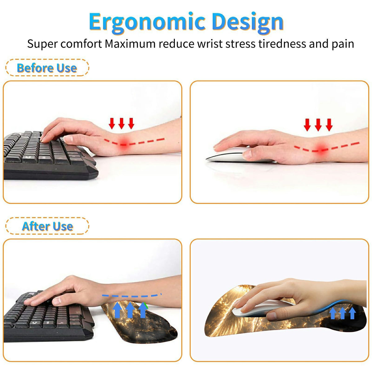 3-in-1 Ergonomic Memory Foam Keyboard Wrist Rest Pad Set, Girl Angel