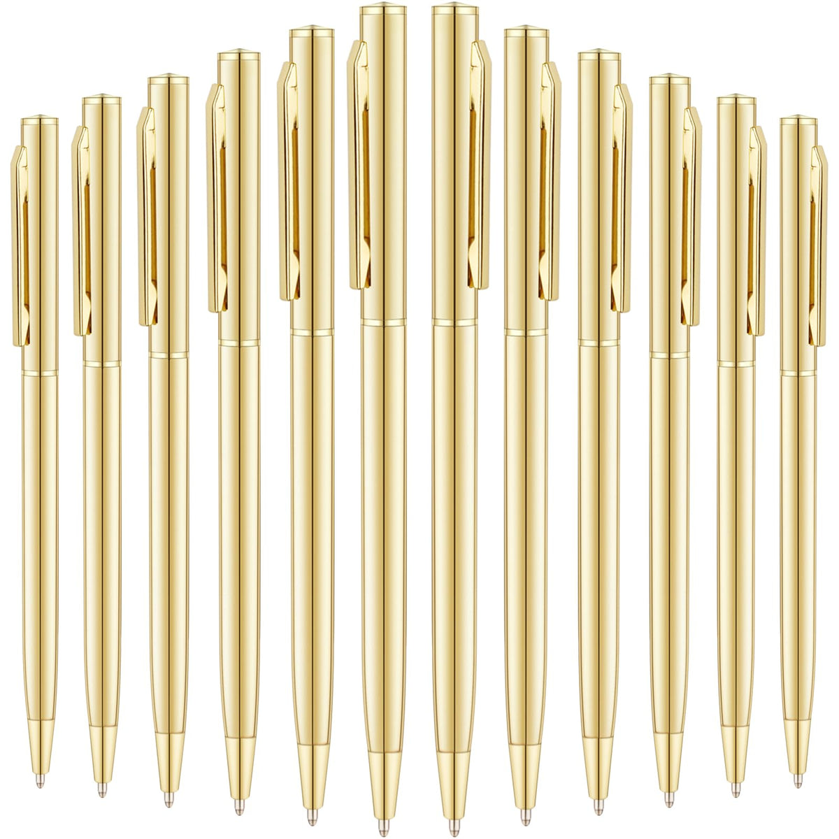 Unibene 18 Pack Gold Slim Ballpoint Pens Black ink Medium Point(1 mm), Nice Gift for Wedding