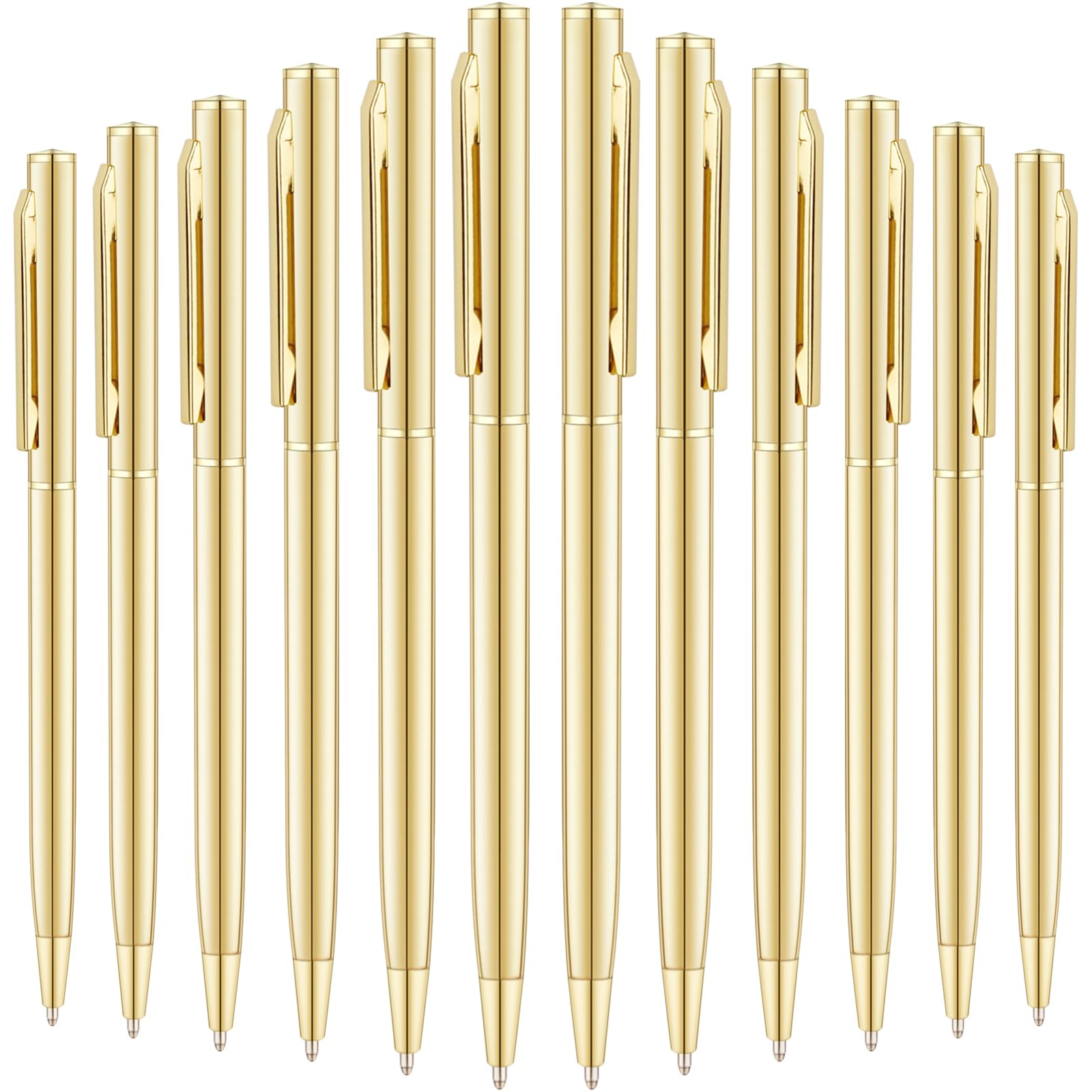Unibene 18 Pack Gold Slim Ballpoint Pens Black ink Medium Point(1 mm), Nice Gift for Wedding