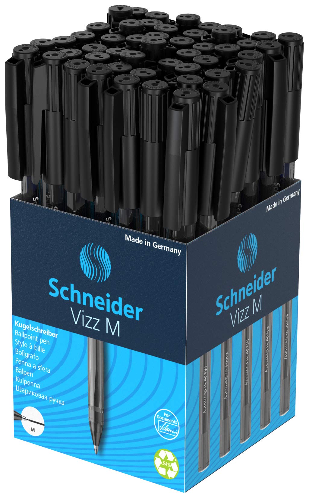 Schneider 102201 Vizz Ballpoint Pen for Easy and Quick Writing - Colour Ink Barrel - Medium Line