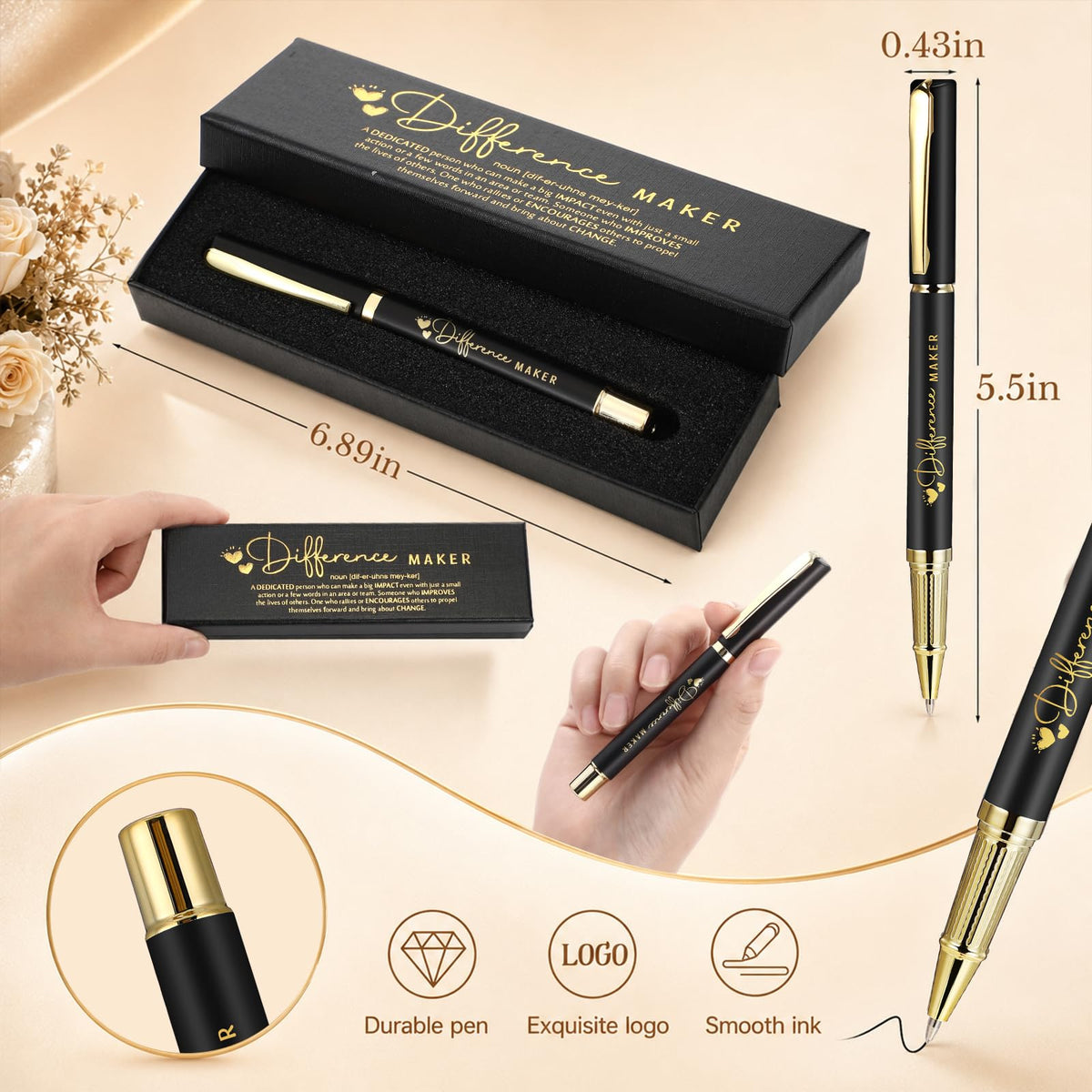 PerKoop 20 Sets Difference Maker Appreciation Gifts Pens with Box
