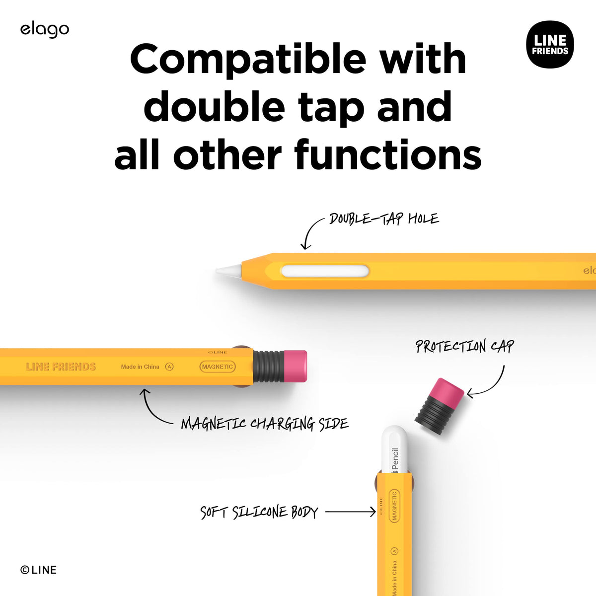 elago | LINE Friends Case for Apple Pencil Pro & 2nd Gen