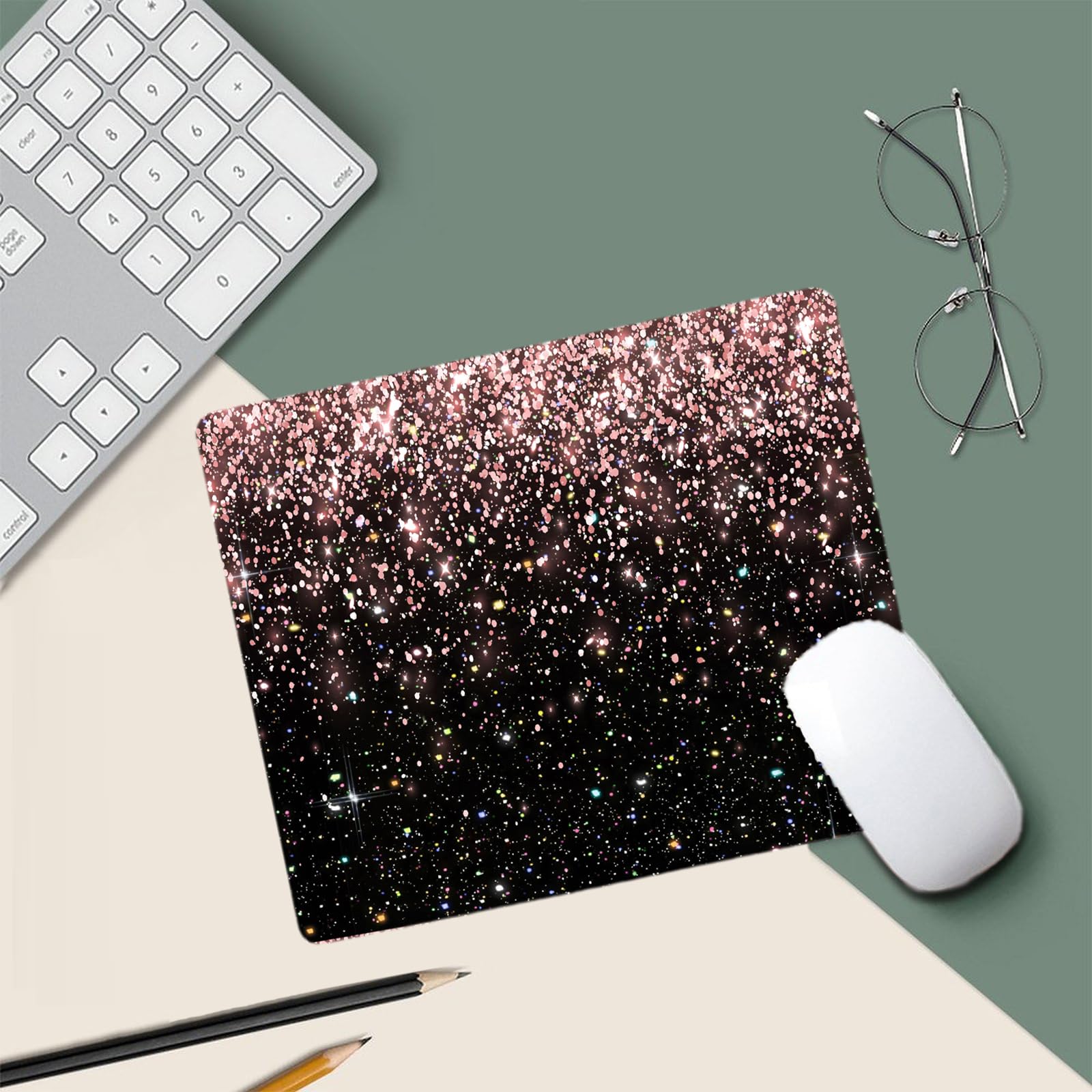 Black Mousepad Bling Diamond Glitter Sparkle Rose Gold Mouse pad Black Mouse Pad, Bling Desk