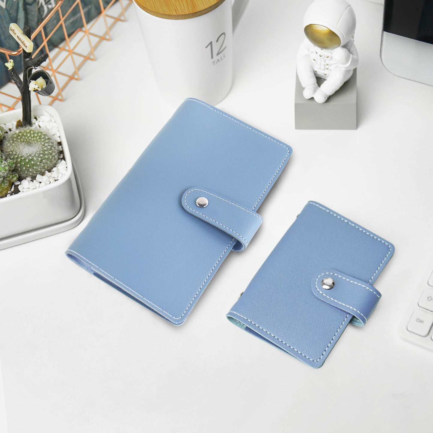 lizimandu 2 Pieces Business Card Holder, PU Leather Business Card Case Pocket Business Name Card