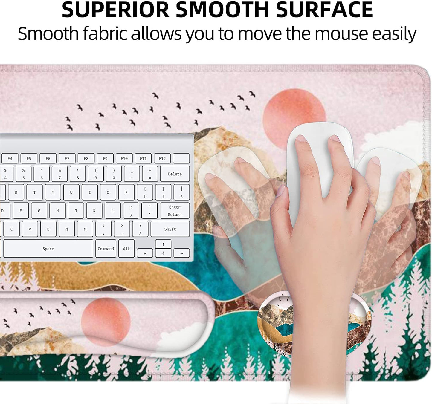LATEEFAH Large Mouse Pad and Keyboard Wrist Rest, Desk Pad for Keyboard and Mouse, Extended Gaming