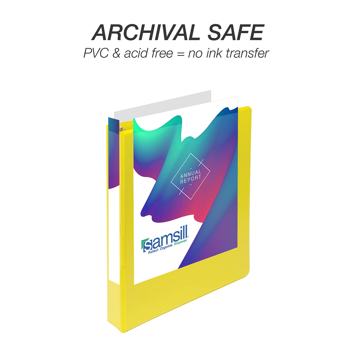 Samsill Durable 1 inch 3 Ring Binder, D Ring Binder, 100% Recycled Chipboard, Yellow, 4 Pack