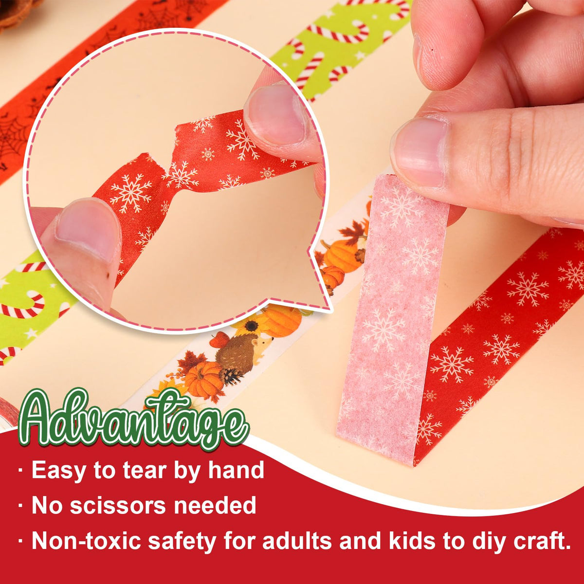 Whaline 24 Rolls Fall Halloween Christmas Washi Tape Masking Tape Set Holiday Wrapping Paper Tapes