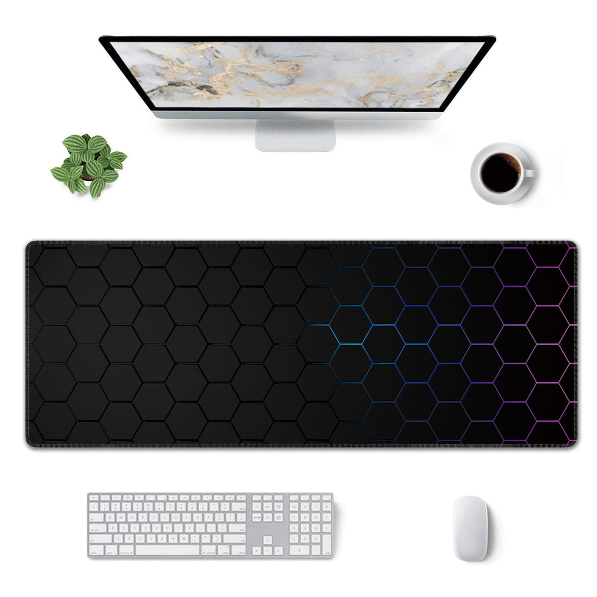 Hexagon Honeycomb Large Mouse Pad,Gaming Keyboard Desk Pad,Extended Mouse Mat Non-Slip Rubber Base