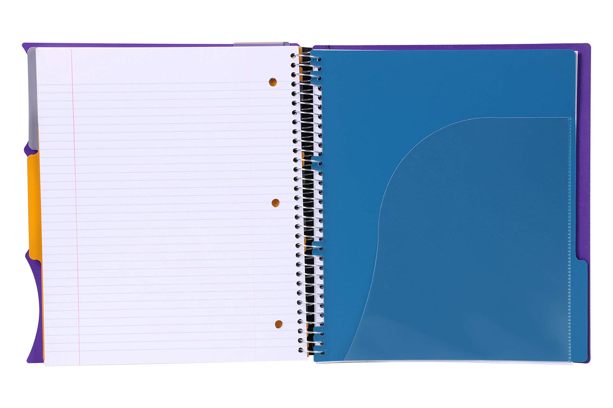 Mintra Office Durable PREMIUM Spiral Notebook, ((Purple, 3 Subject, 8.5in x 11in)), Fabric Covered