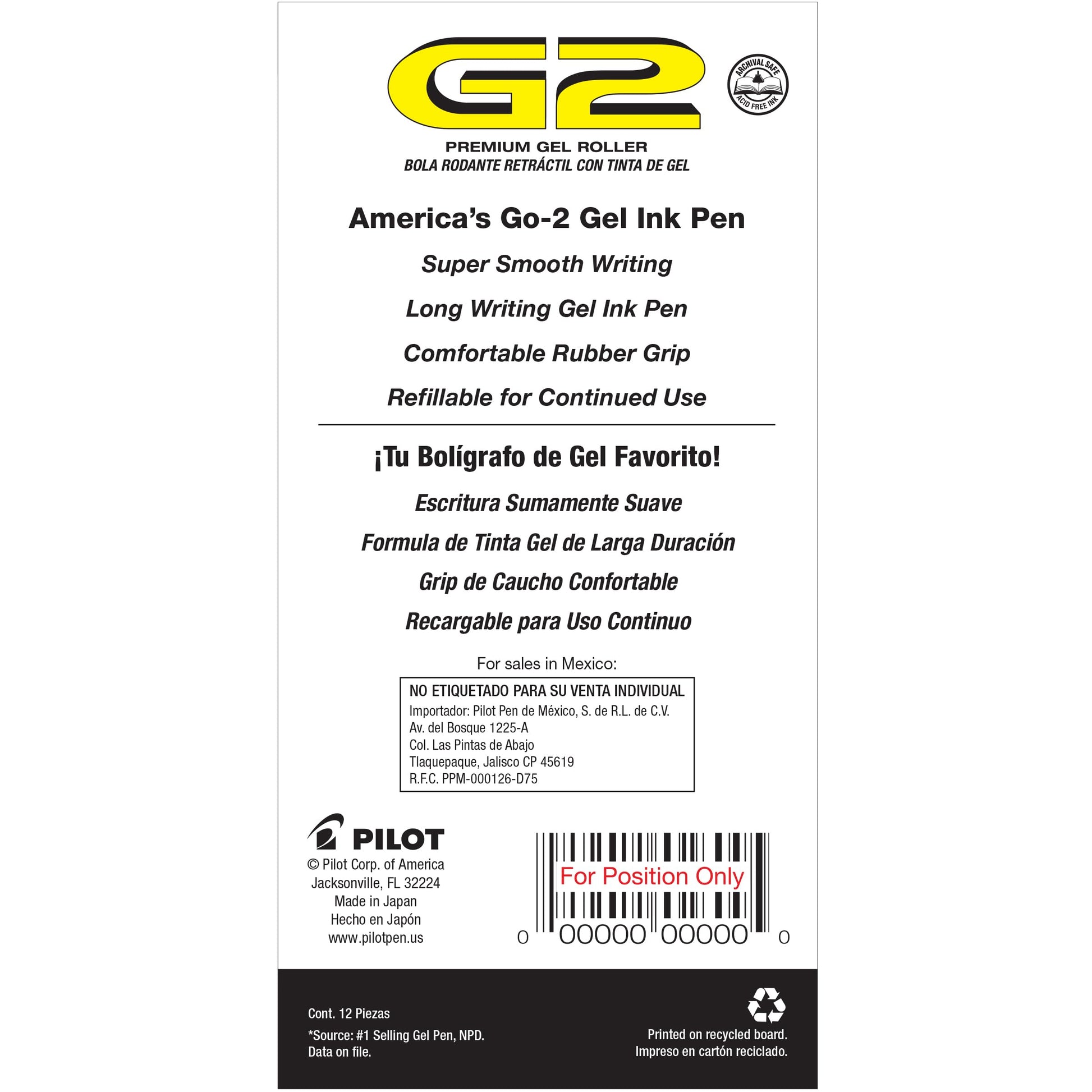 PILOT G2 Premium Gel Pens, Bold Point 1.0mm, Navy Ink, 12-Pack