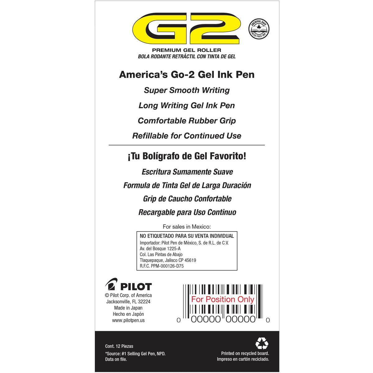PILOT G2 Premium Gel Roller Pens, Bold Point 1 mm, Red Pens, Pack of 12