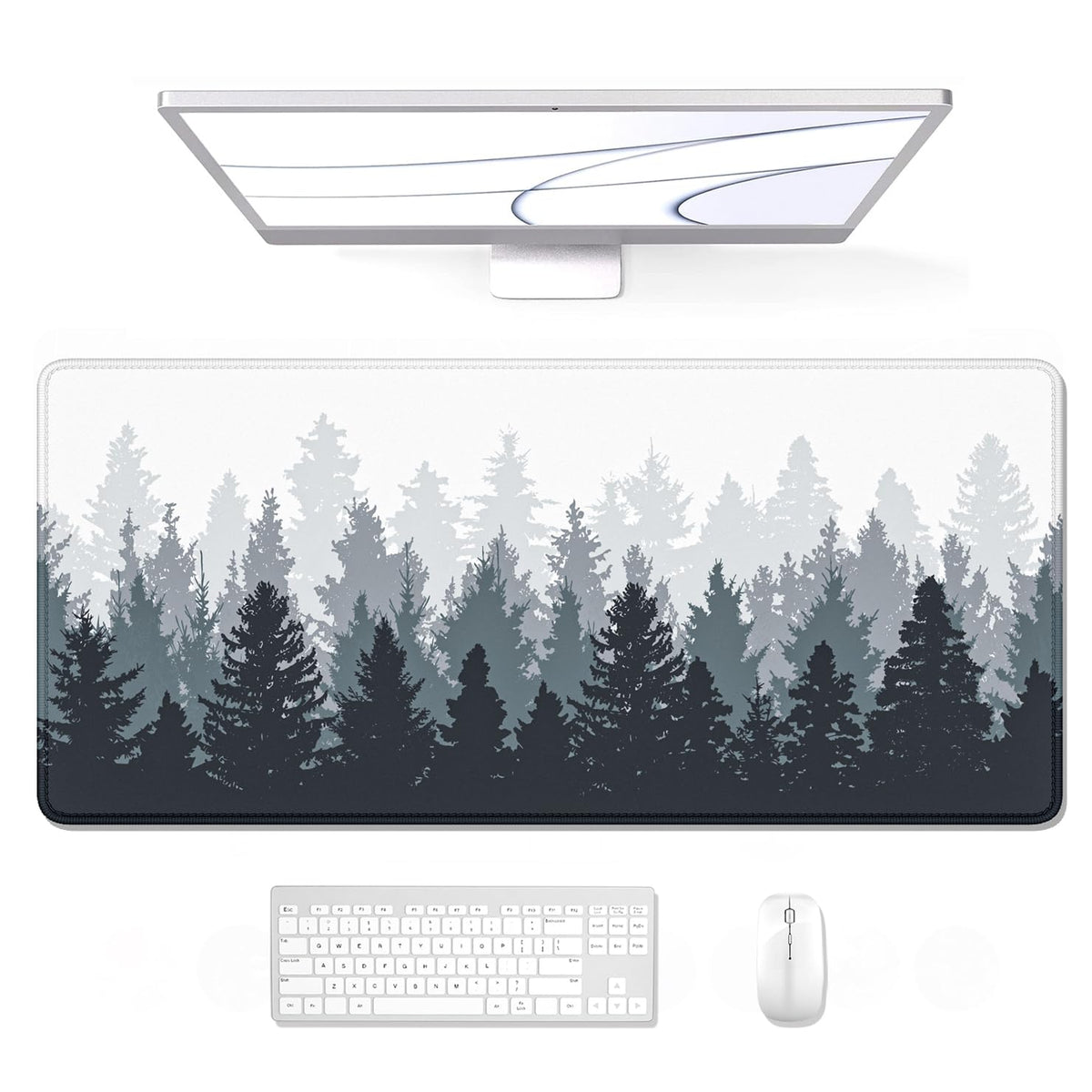 Auhoahsil Large Gaming Mouse Pad, XXL 35.4 x 15.7 in Desk Mat, Conifer Tree