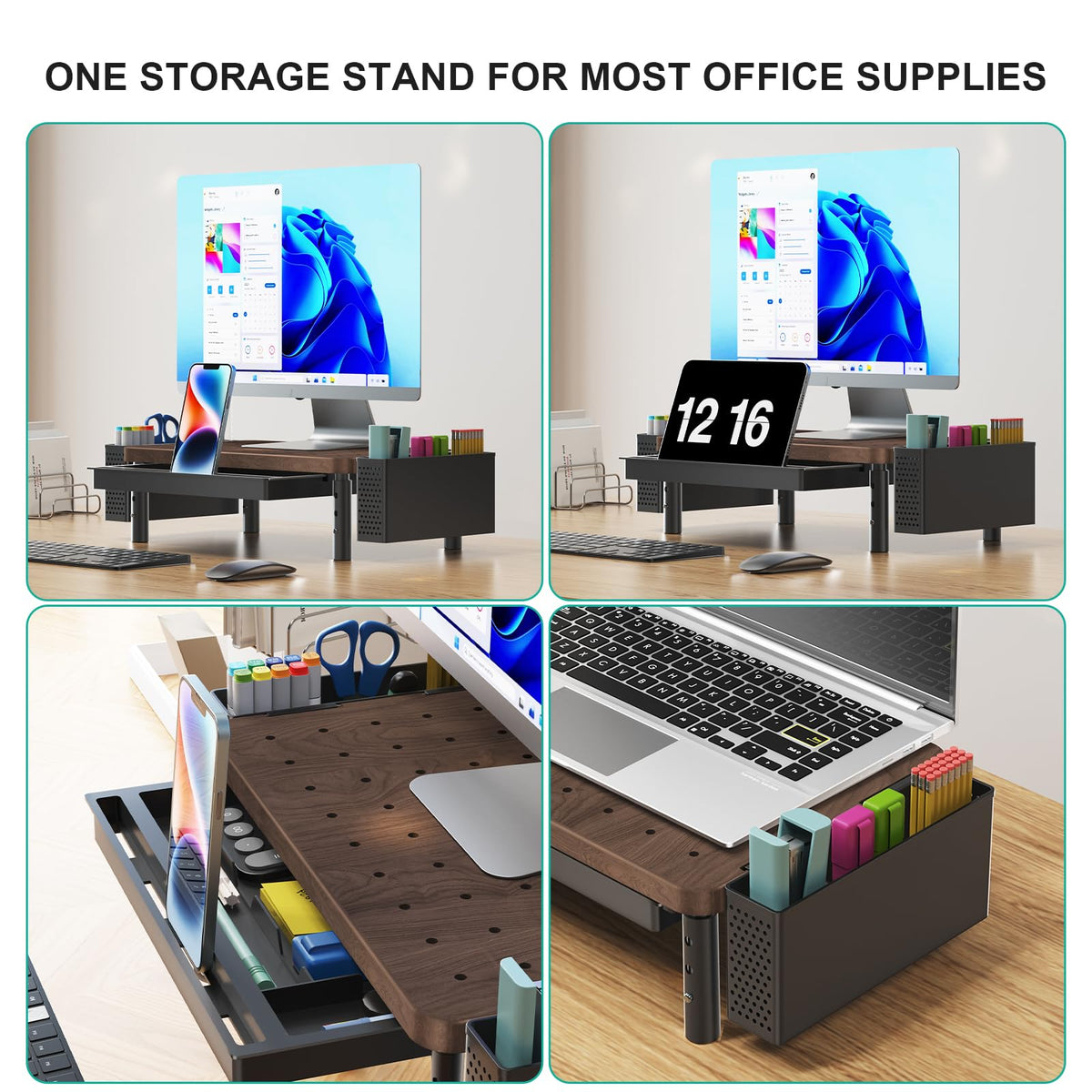 WALI Computer Monitor Stand with Storage and Pen Holder