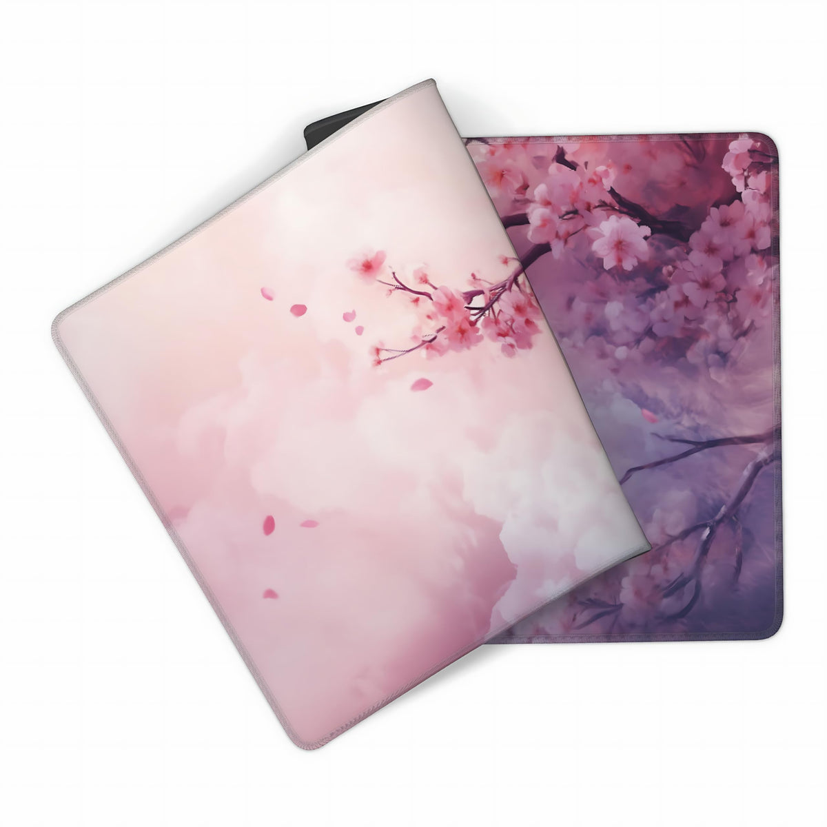 Cute Floral Aesthetic Cherry Gaming Mouse Pad, Pink Dreamy Desk Mat with Anti-Slip Base & Stitched