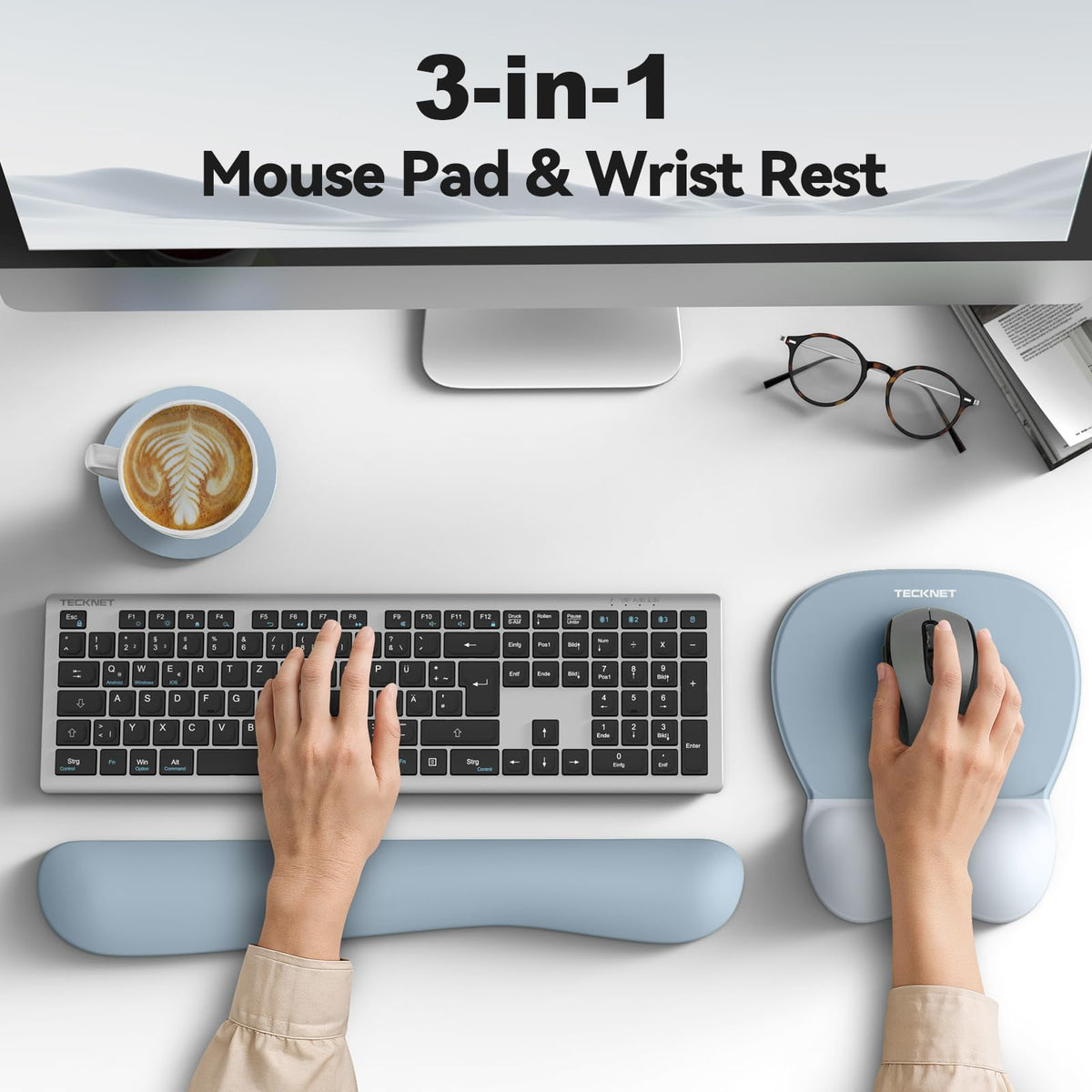 TECKNET Gel Ergonomic Mouse Pad & Keyboard Wrist Rest & Coaster
