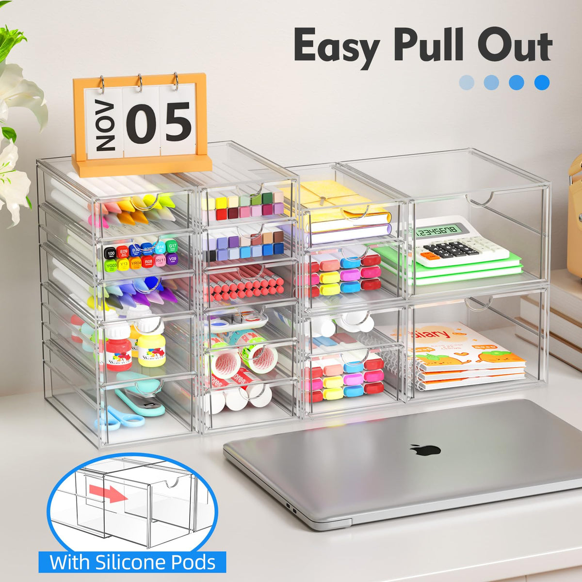 ARSTPEOE 17-Drawer Acrylic Storage & Makeup Organizer for Desk, Bath