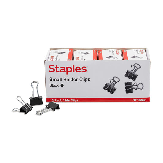Staples Binder Clips, Small Size, 0.75 Inch Width, Black, 432-Pk